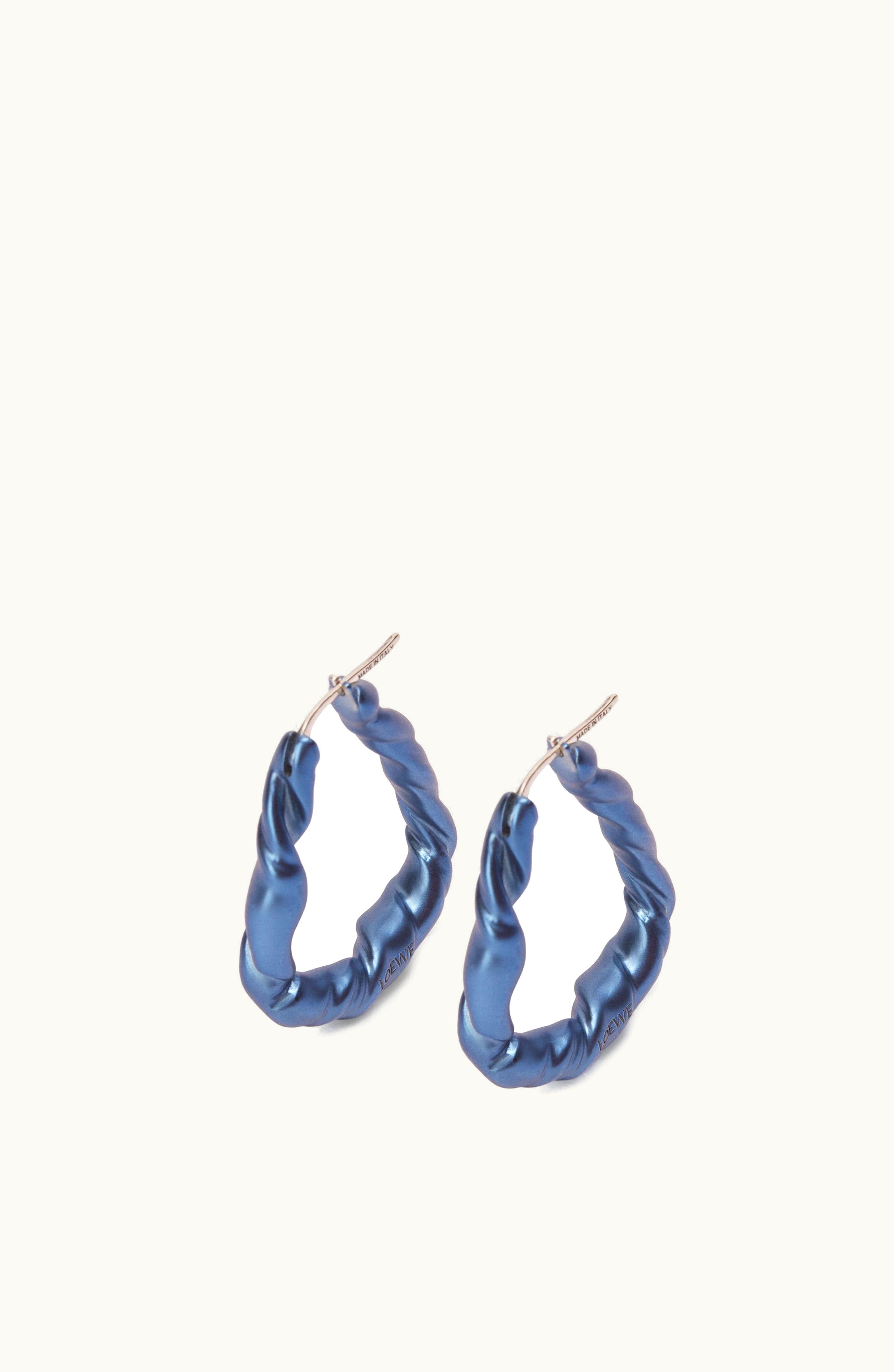 Loewe Loewe Nappa Twist Loop Earrings In Sterling Silver Sky Blue