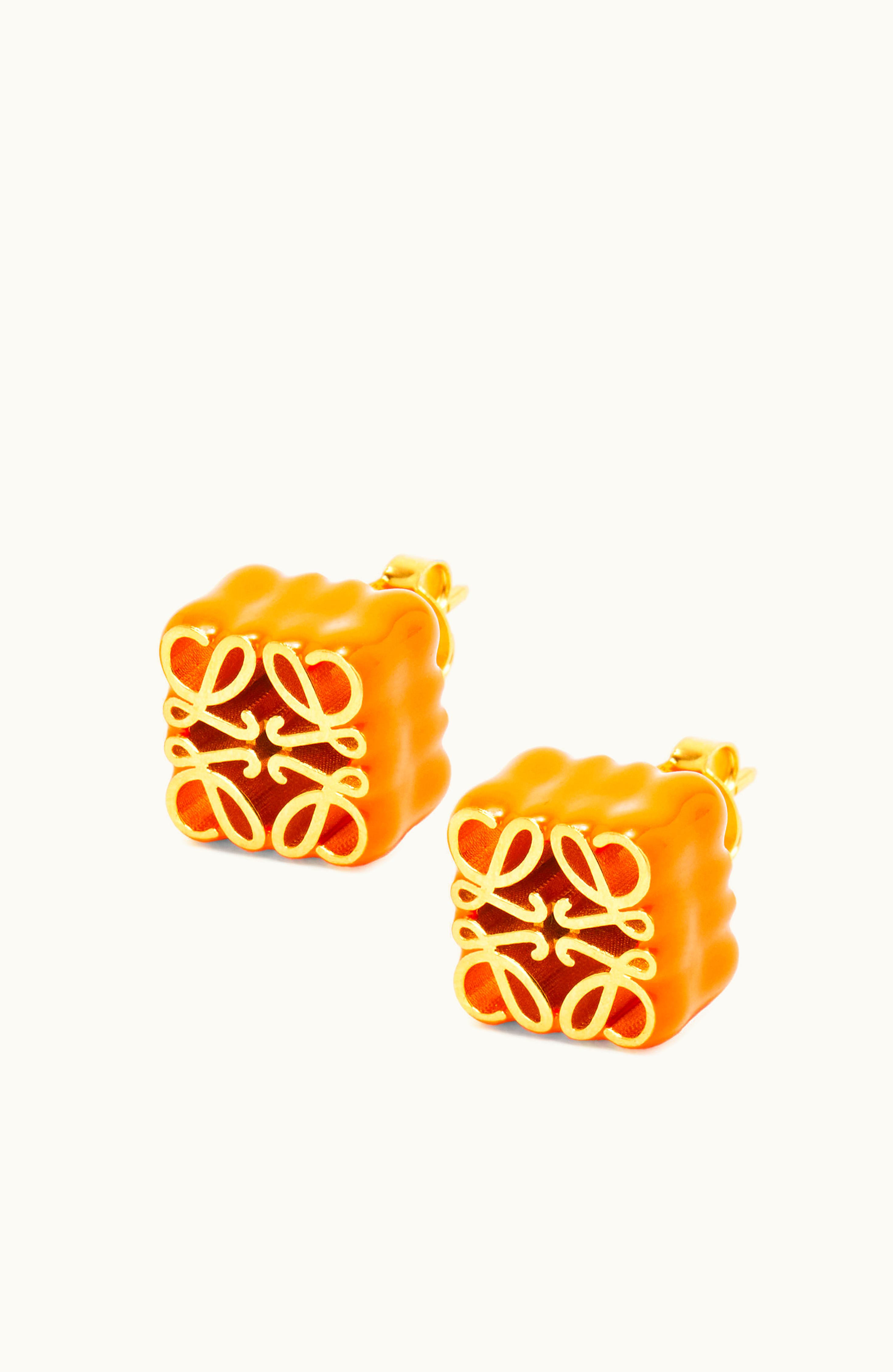 Loewe Loewe Anagram Stud Earrings In Sterling Silver And Enamel Bright Orange Fw22
