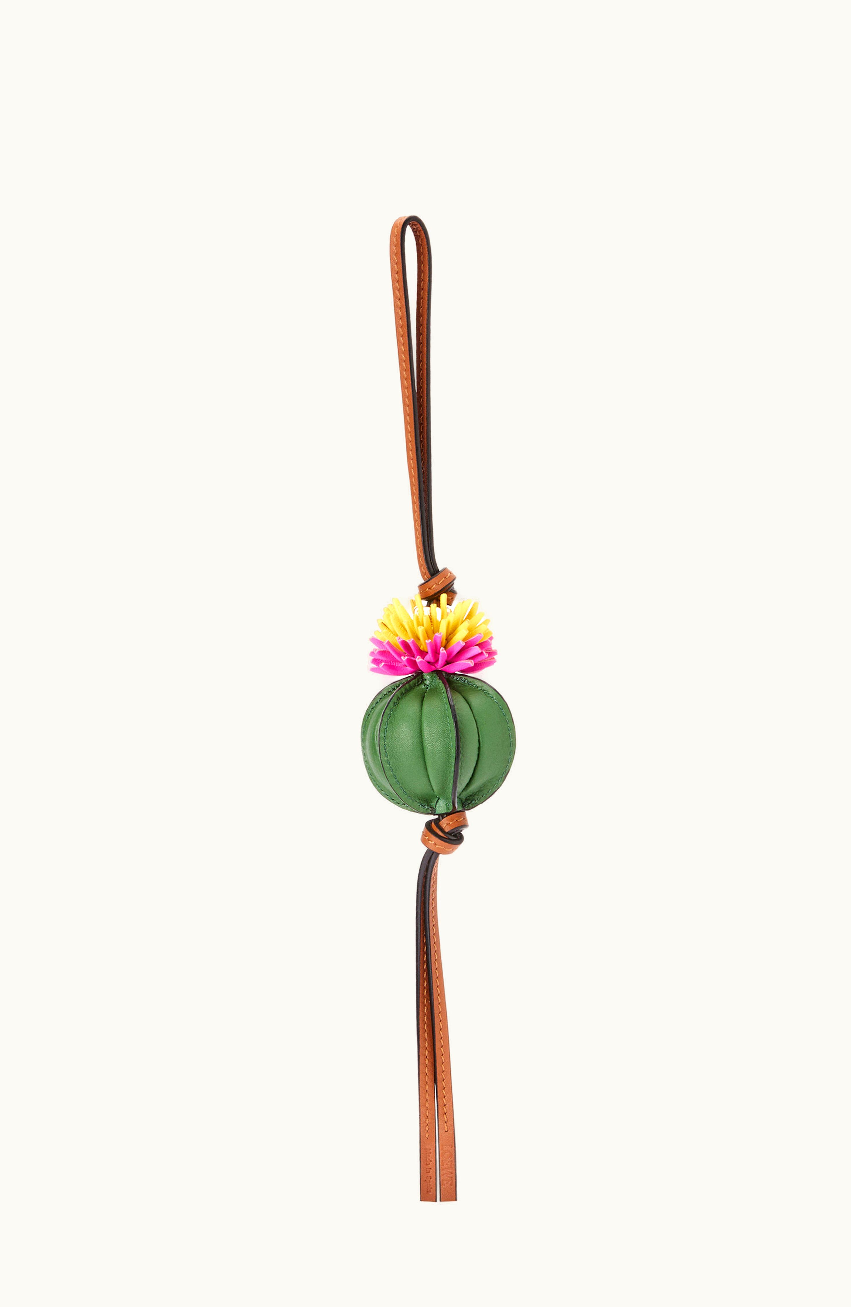 Loewe Loewe Cactus Charm In Calfskin And Brass Green / Multicolor