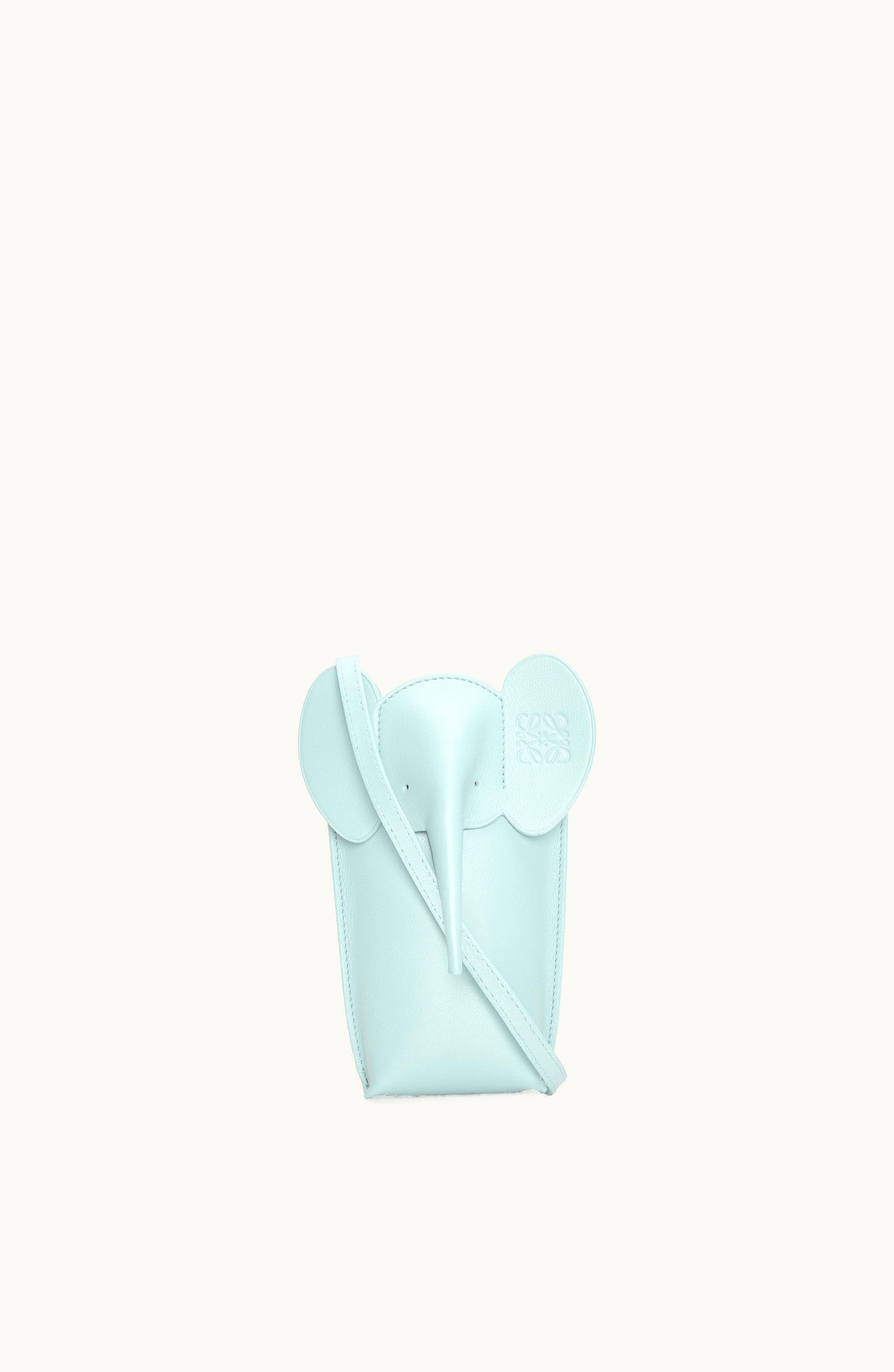 Loewe Loewe Elephant Pocket In Classic Calfskin Blue Iceberg