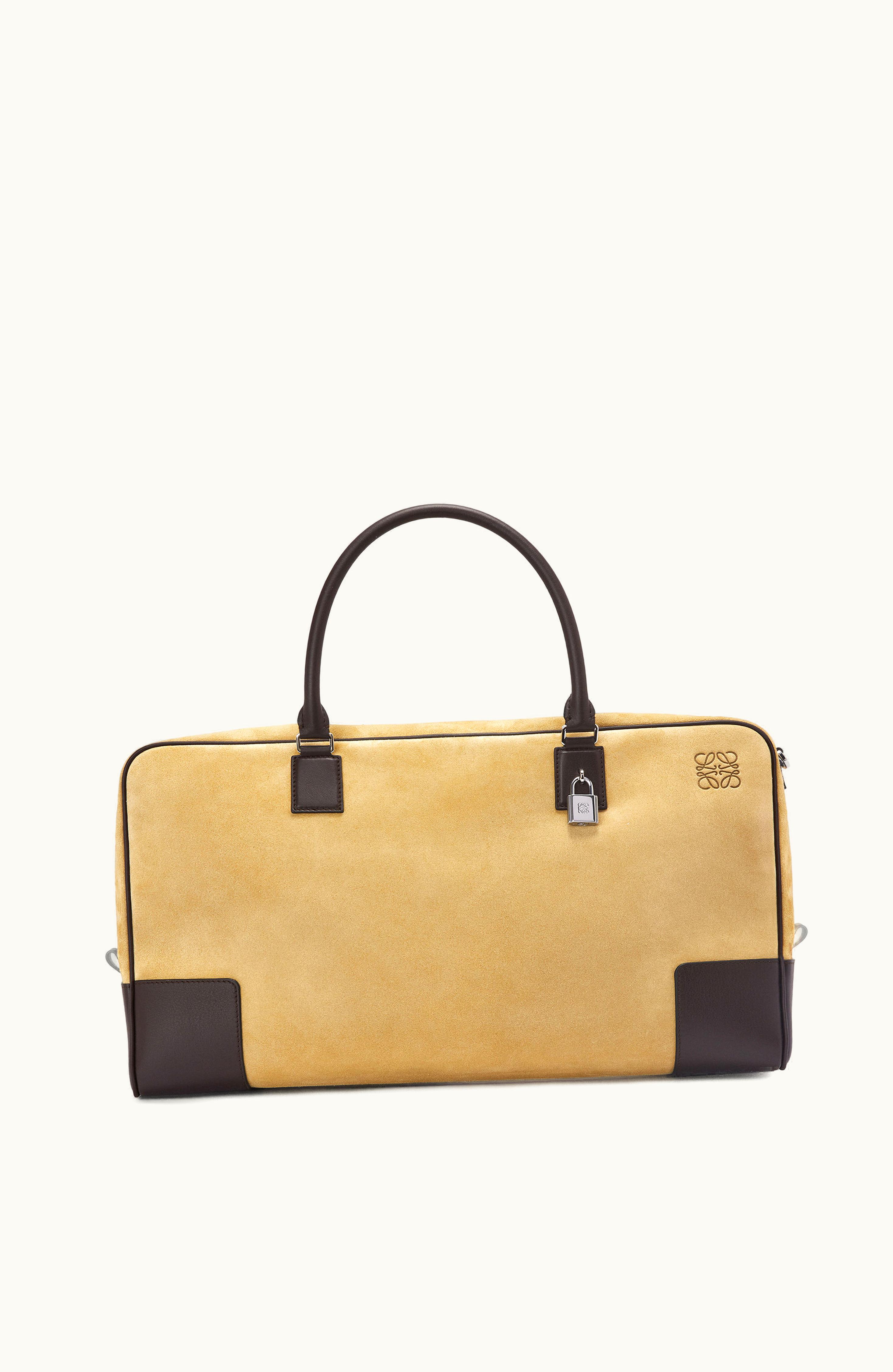 Loewe Loewe Amazona 44 Bag In Suede And Calfskin Gold / Chocolate Brown