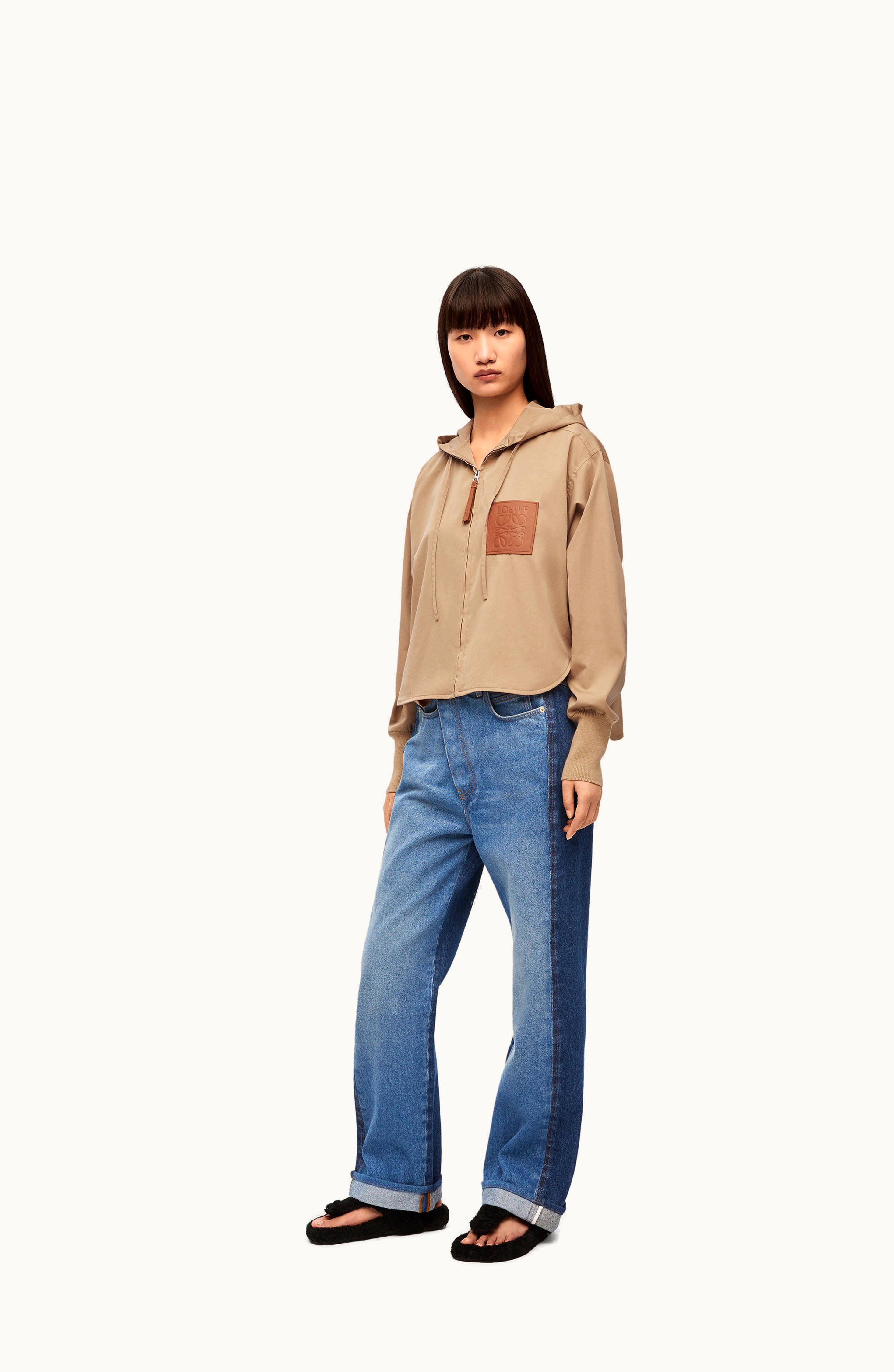 Loewe Loewe Hooded Jacket In Cotton And Silk Beige