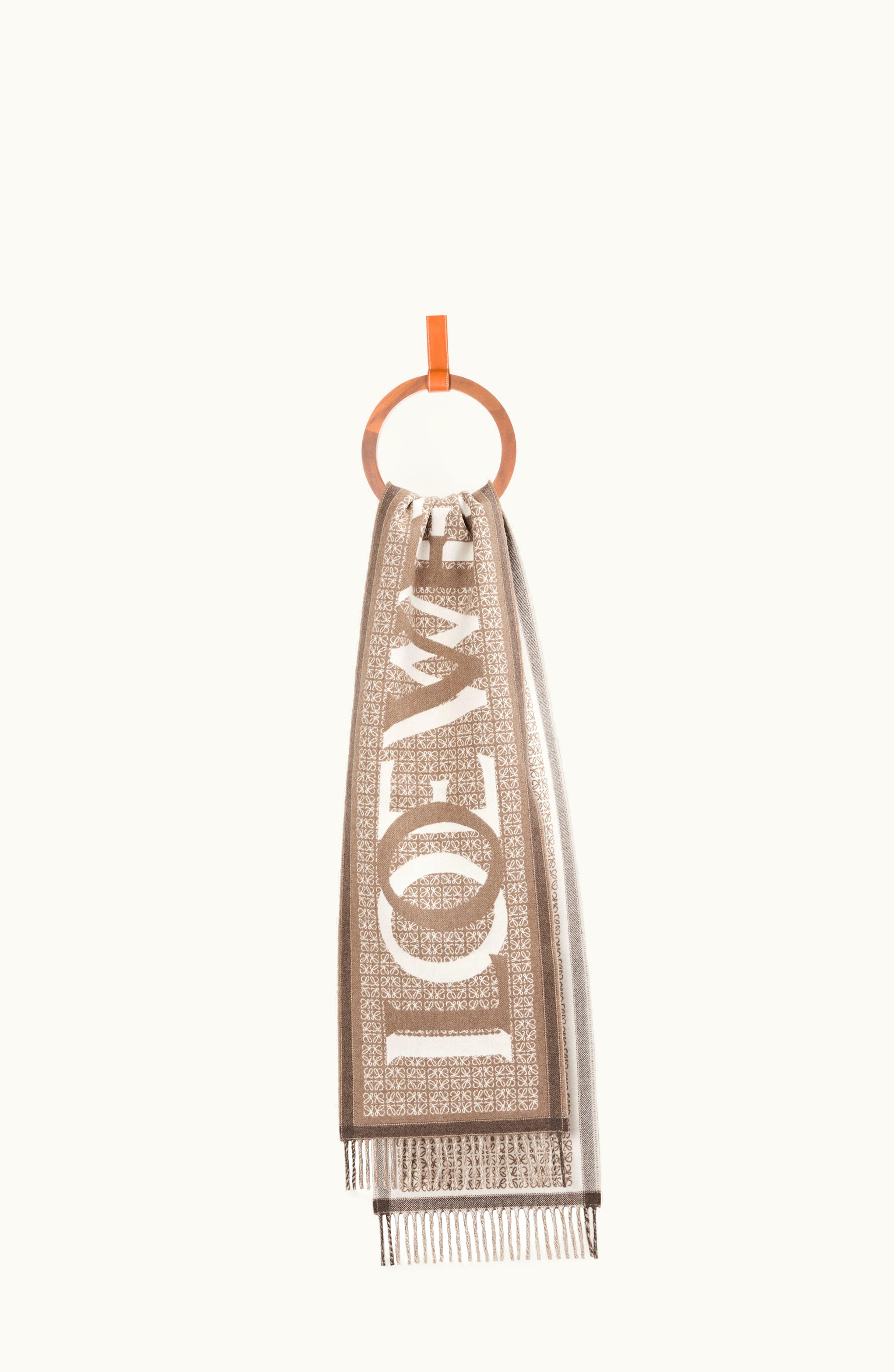 Loewe Loewe Love Scarf In Wool And Cashmere White / Beige