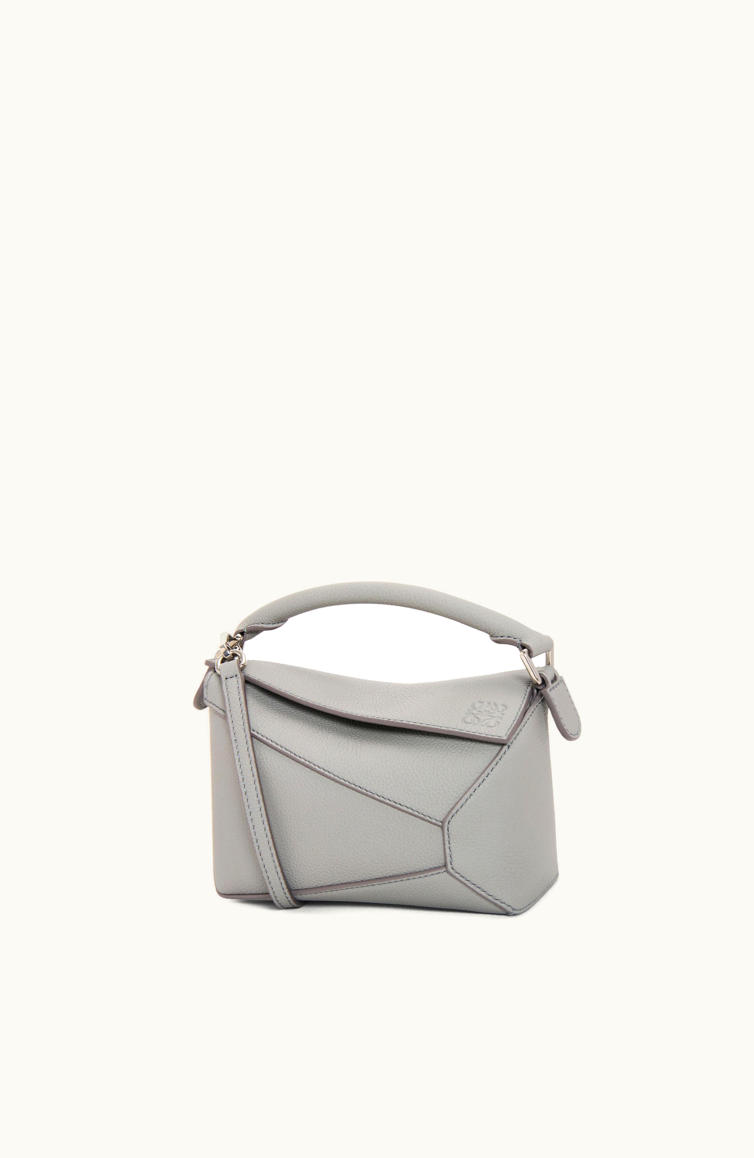 Loewe Loewe Mini Puzzle Bag In Soft Grained Calfskin Pearl Grey