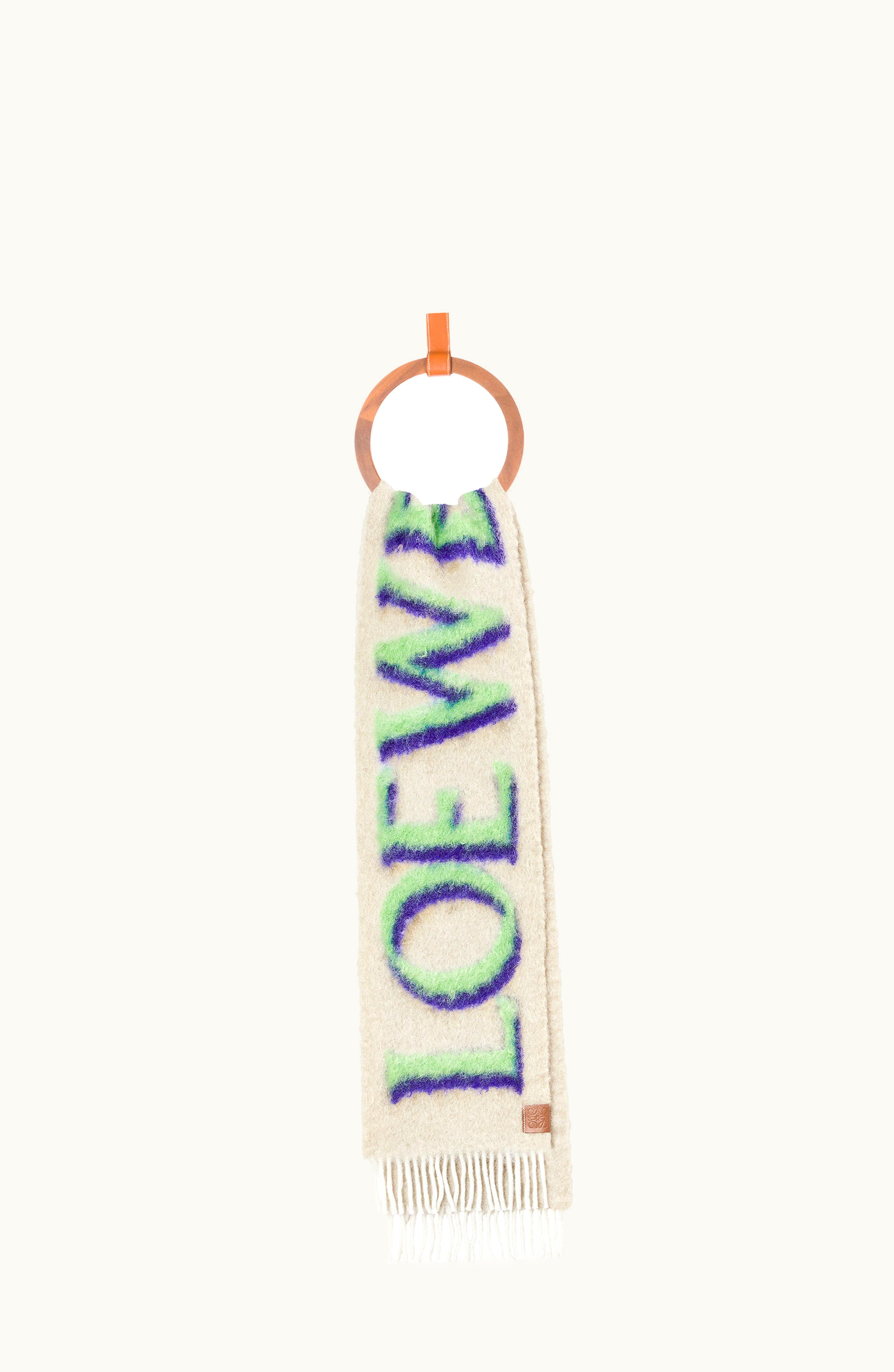 Loewe Loewe Scarf In Wool And Mohair White / Green