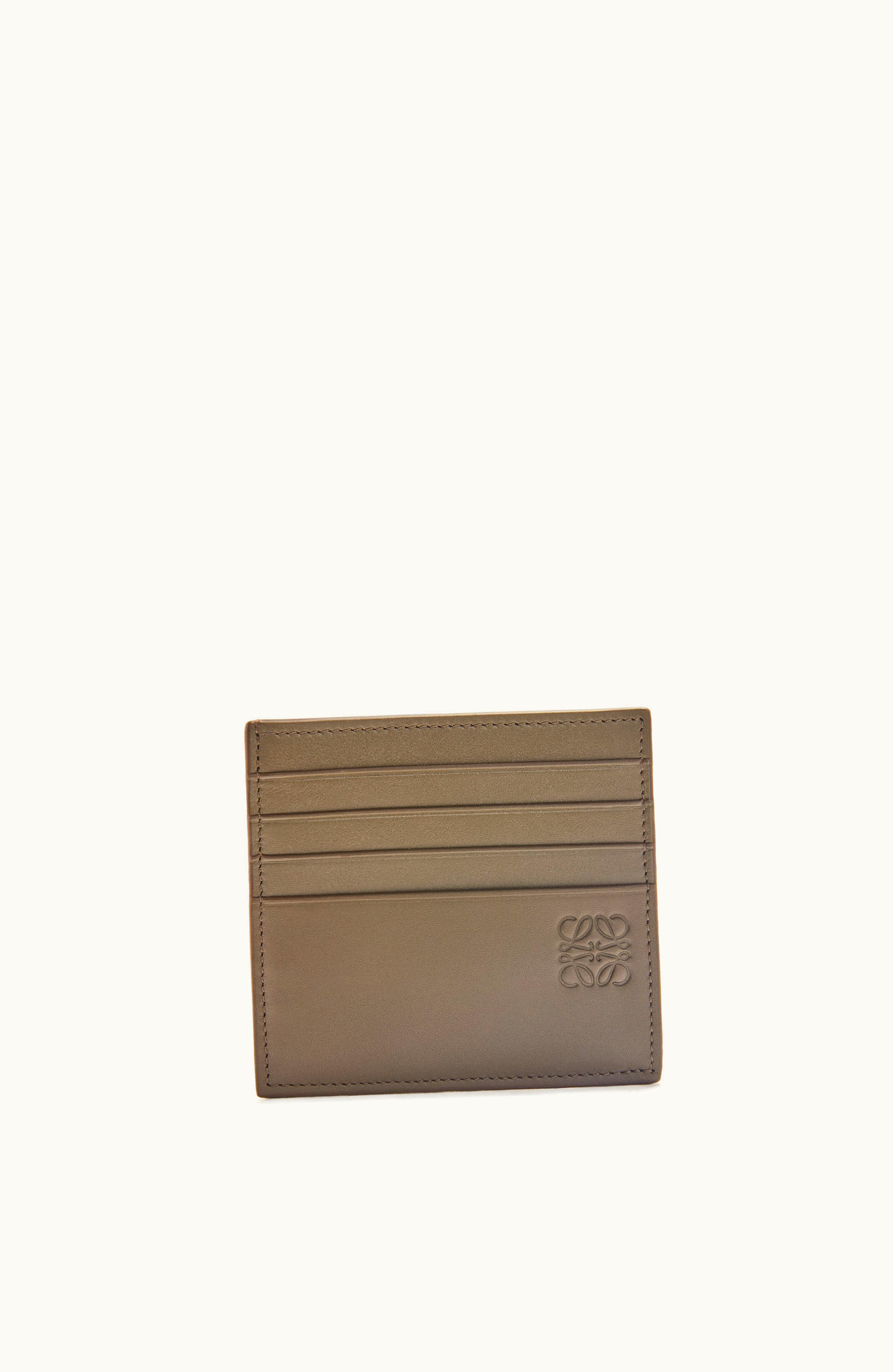 Loewe Loewe Open Plain Cardholder In Shiny Calfskin Dark Khaki Green / Khaki Green
