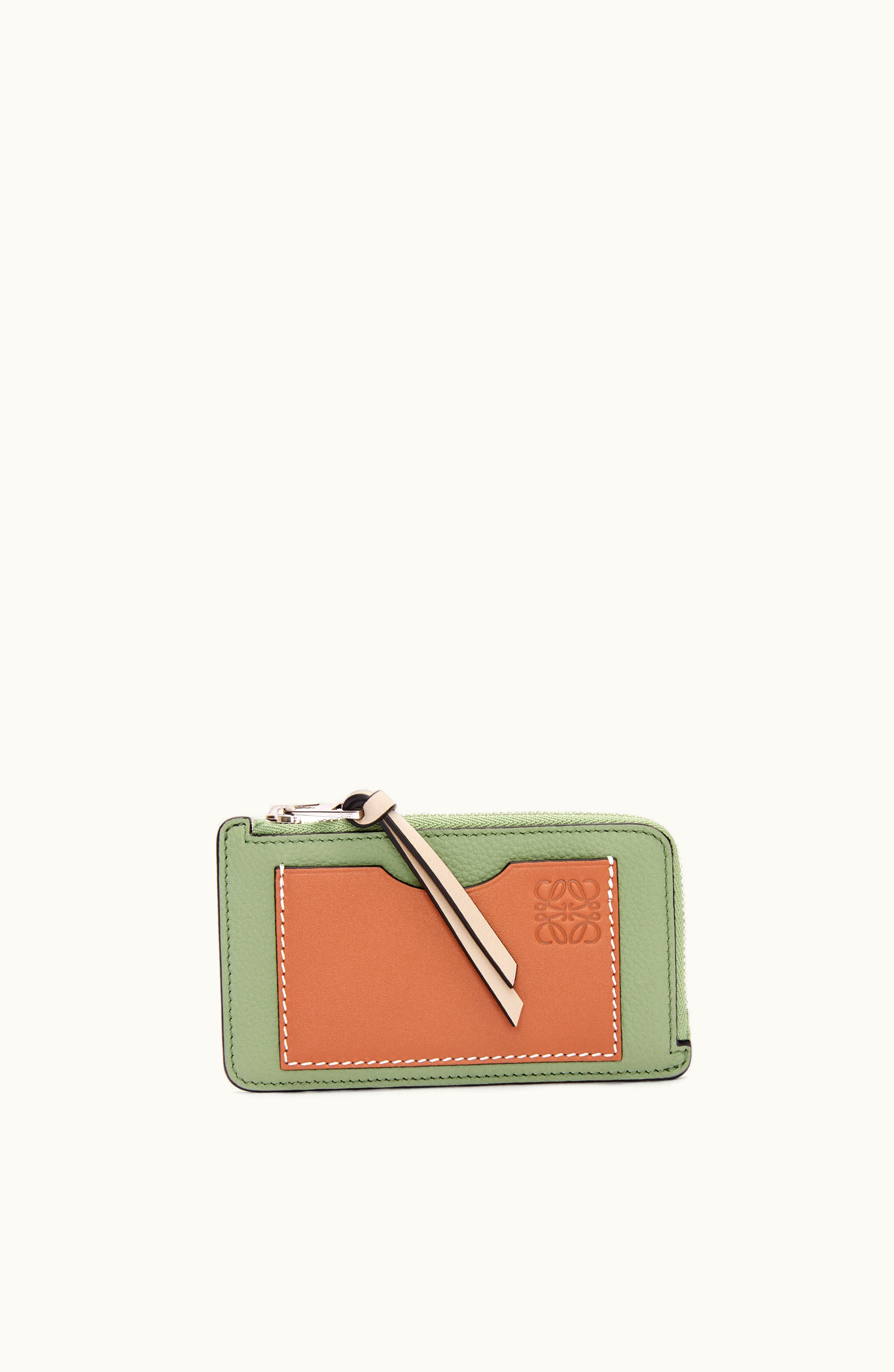 Loewe Loewe Coin Cardholder In Soft Grained Calfskin Rosemary / Tan