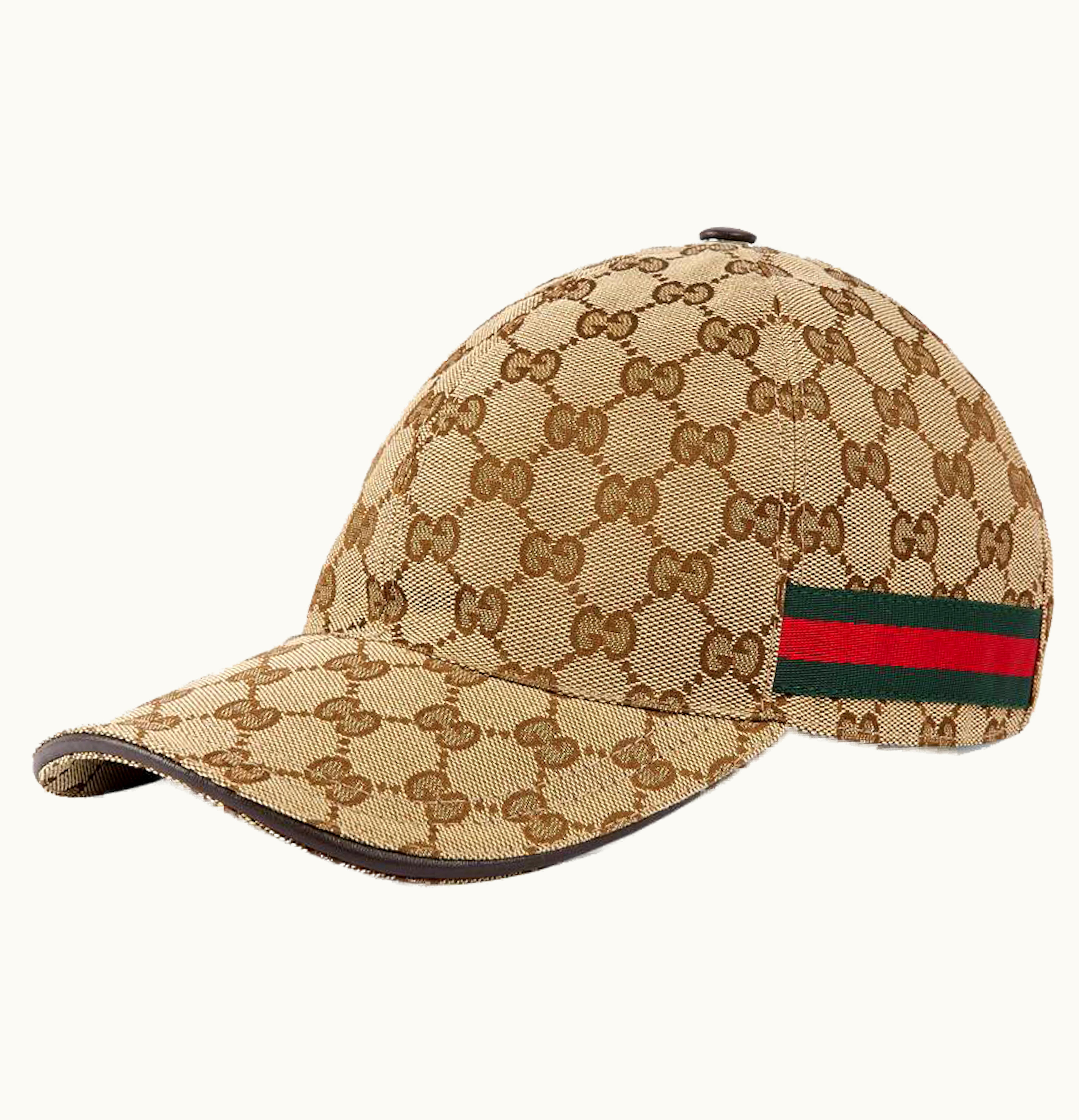 Gucci Gucci Original GG Canvas Baseball Hat with Web Beige Brown