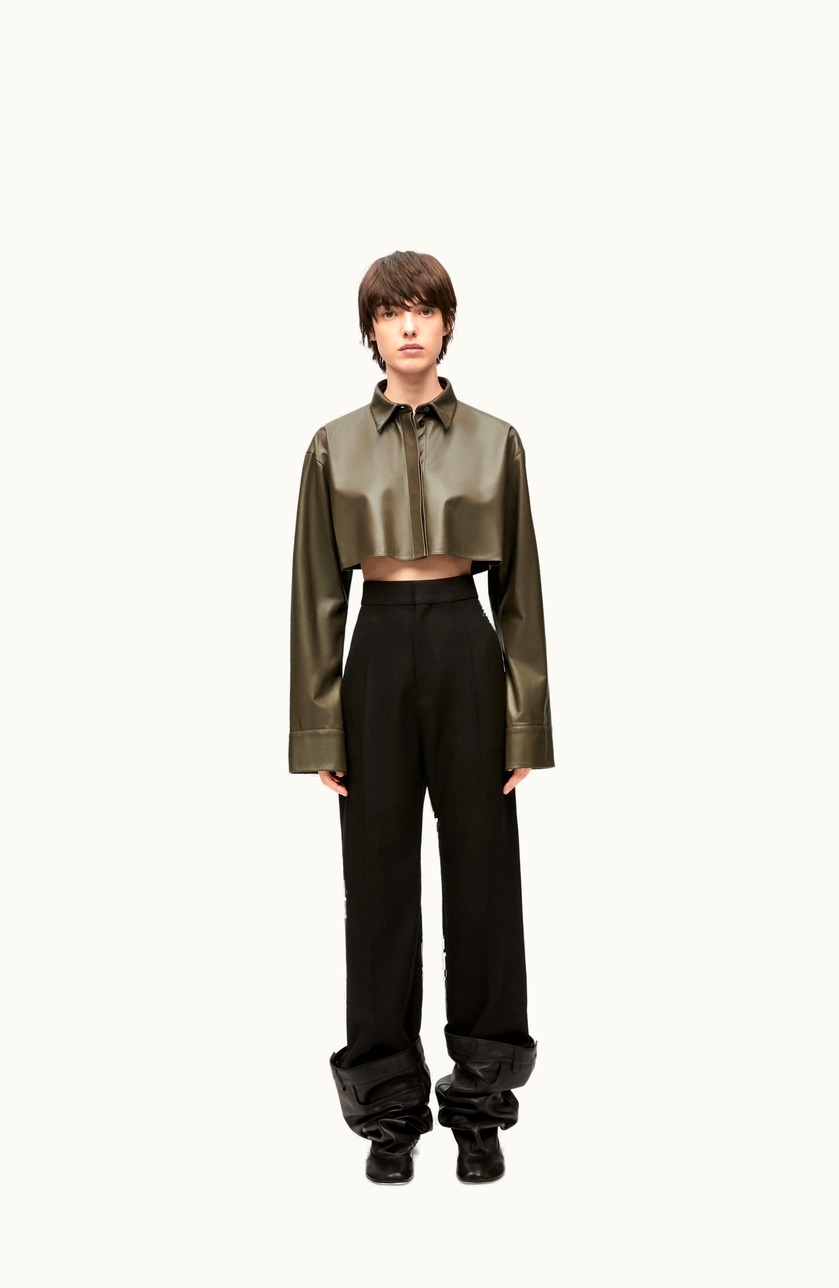 Loewe Loewe Cropped Shirt In Nappa Lambskin Tea Dust Glaze