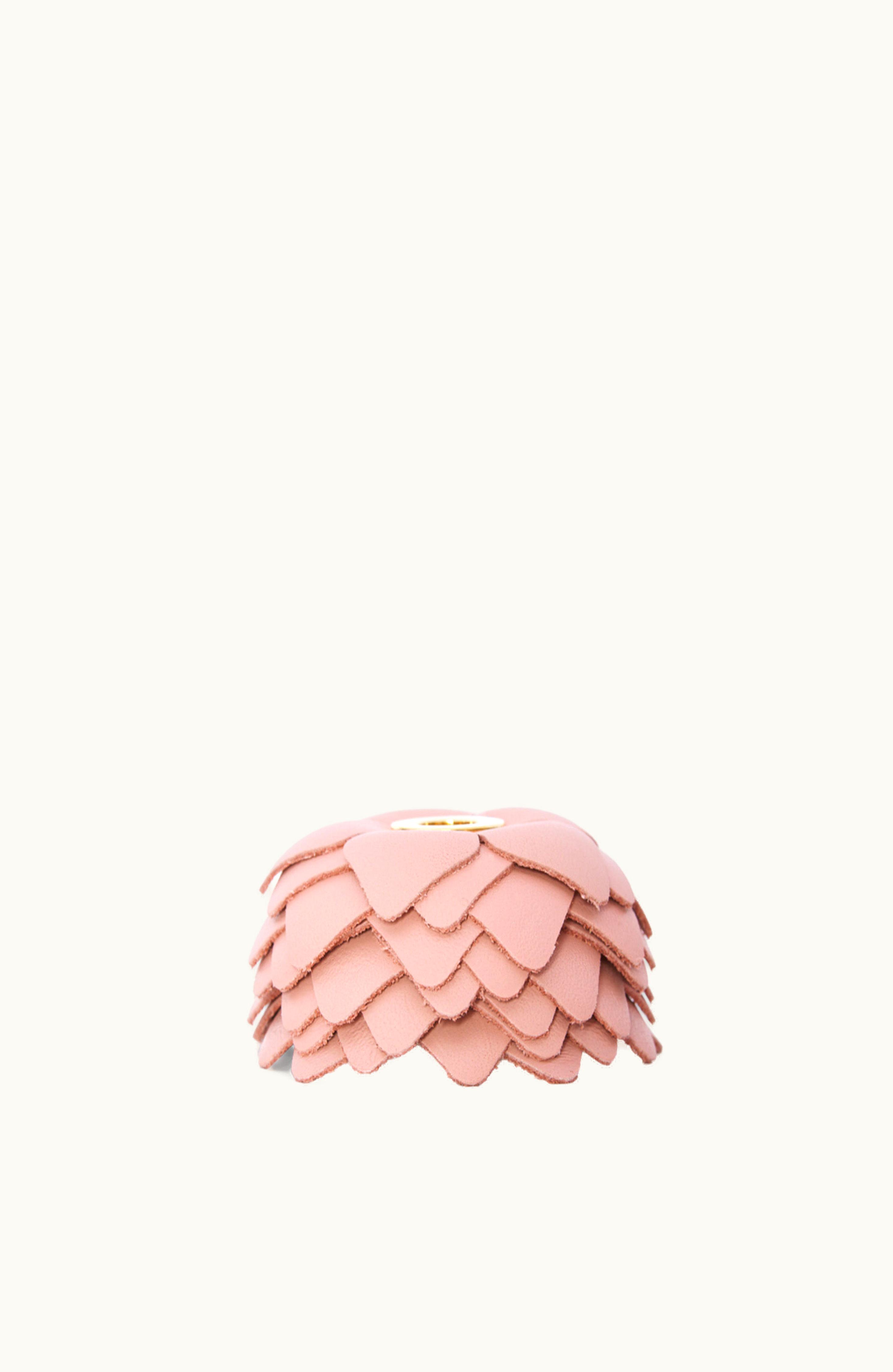 Loewe Loewe Small Flower Charm In Calfskin And Brass Cotton Candy