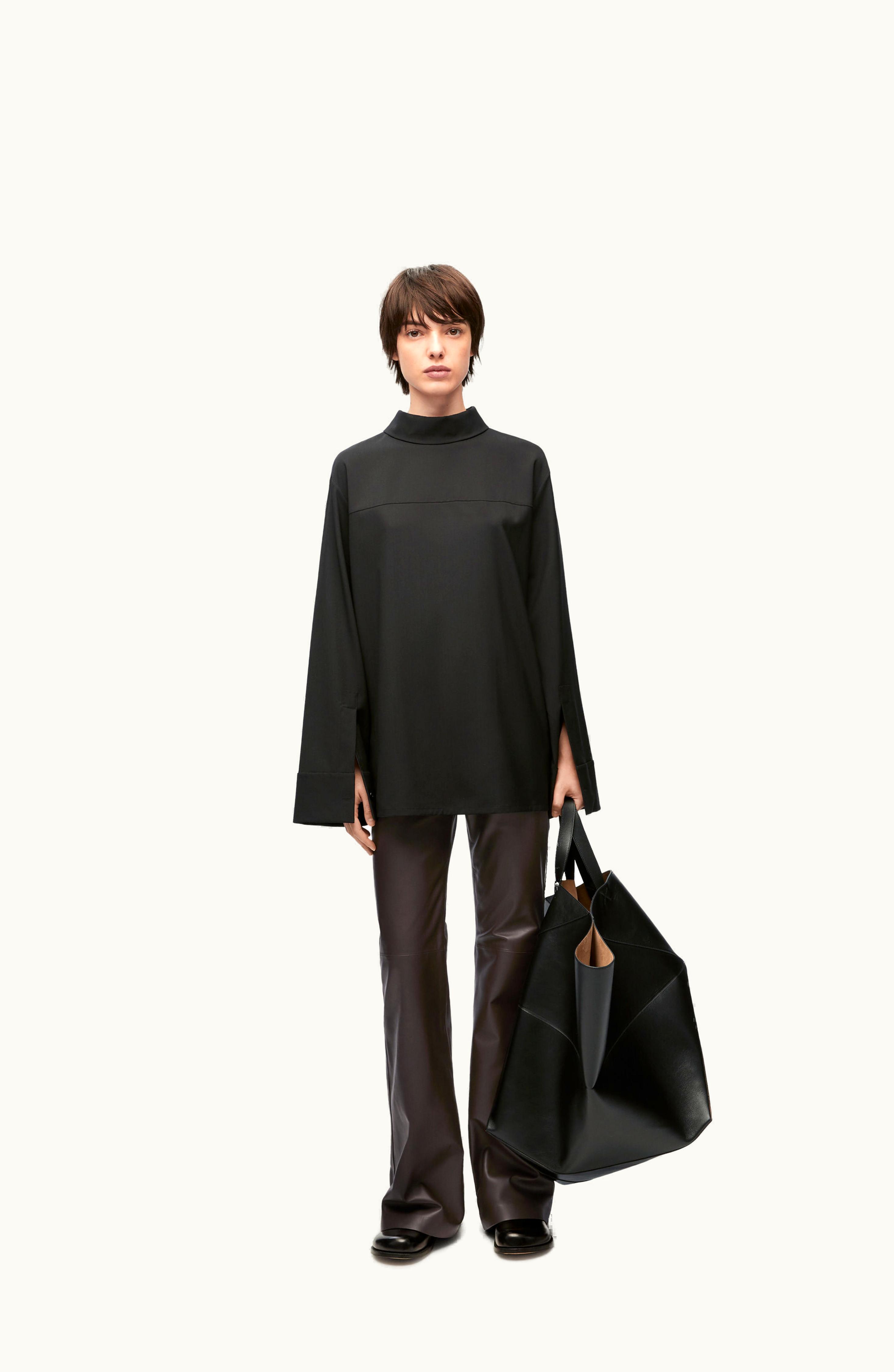 Loewe Loewe Bootleg Trousers In Nappa Lambskin Dark Brown