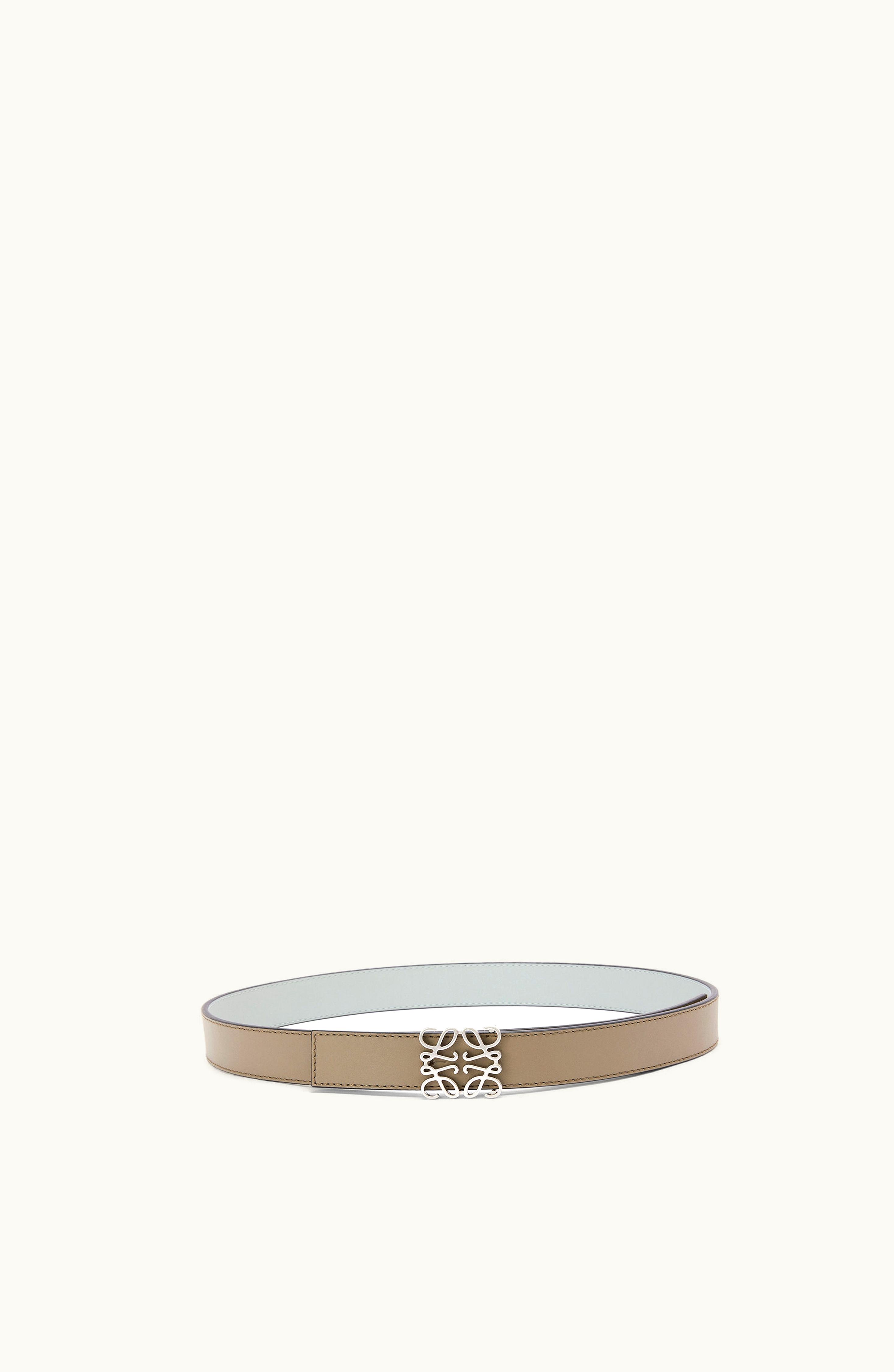 Loewe Loewe Anagram Reversible Belt In Smooth Calfskin Laurel Green / Ash Grey / Palladium