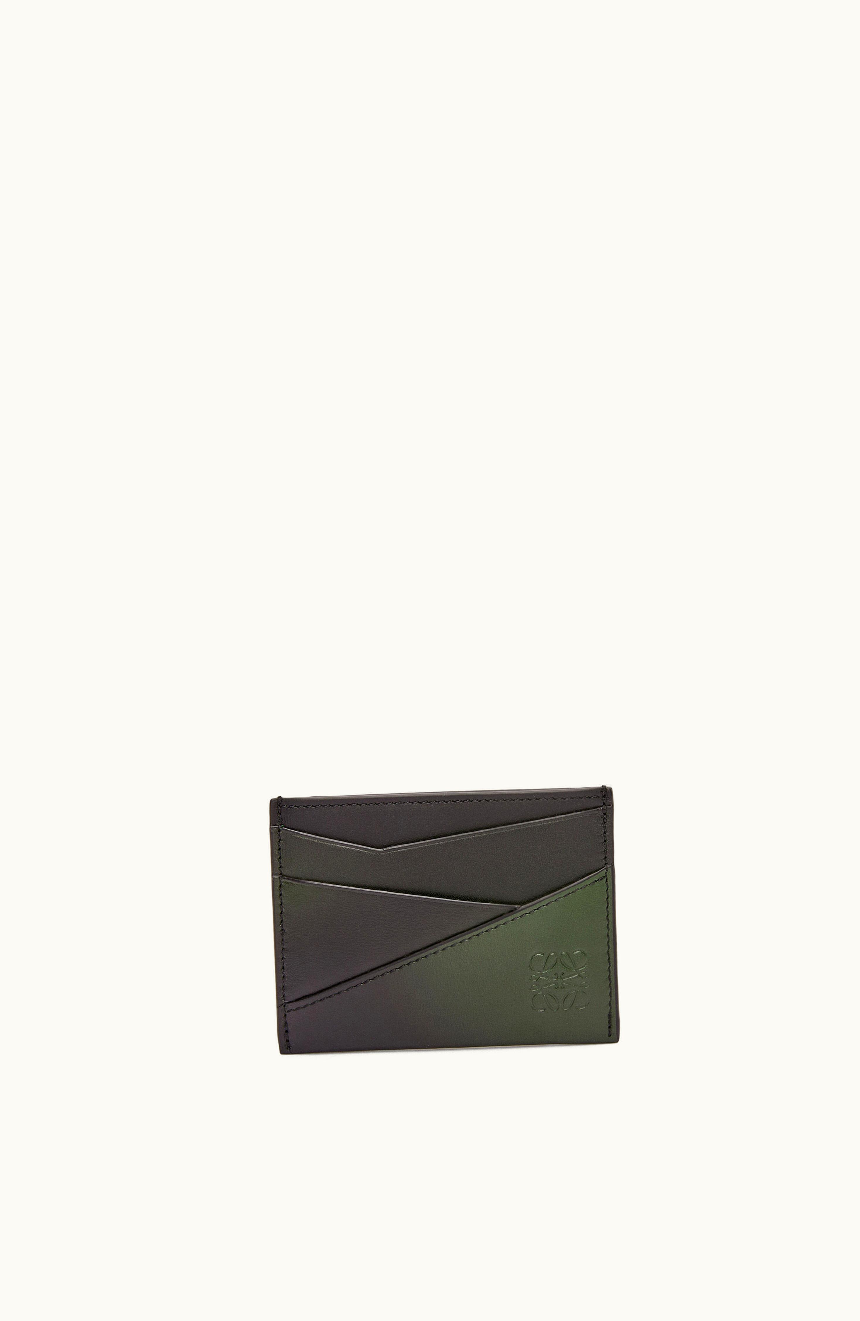 Loewe Loewe Puzzle Plain Cardholder In Silk Calfskin Bottle Green