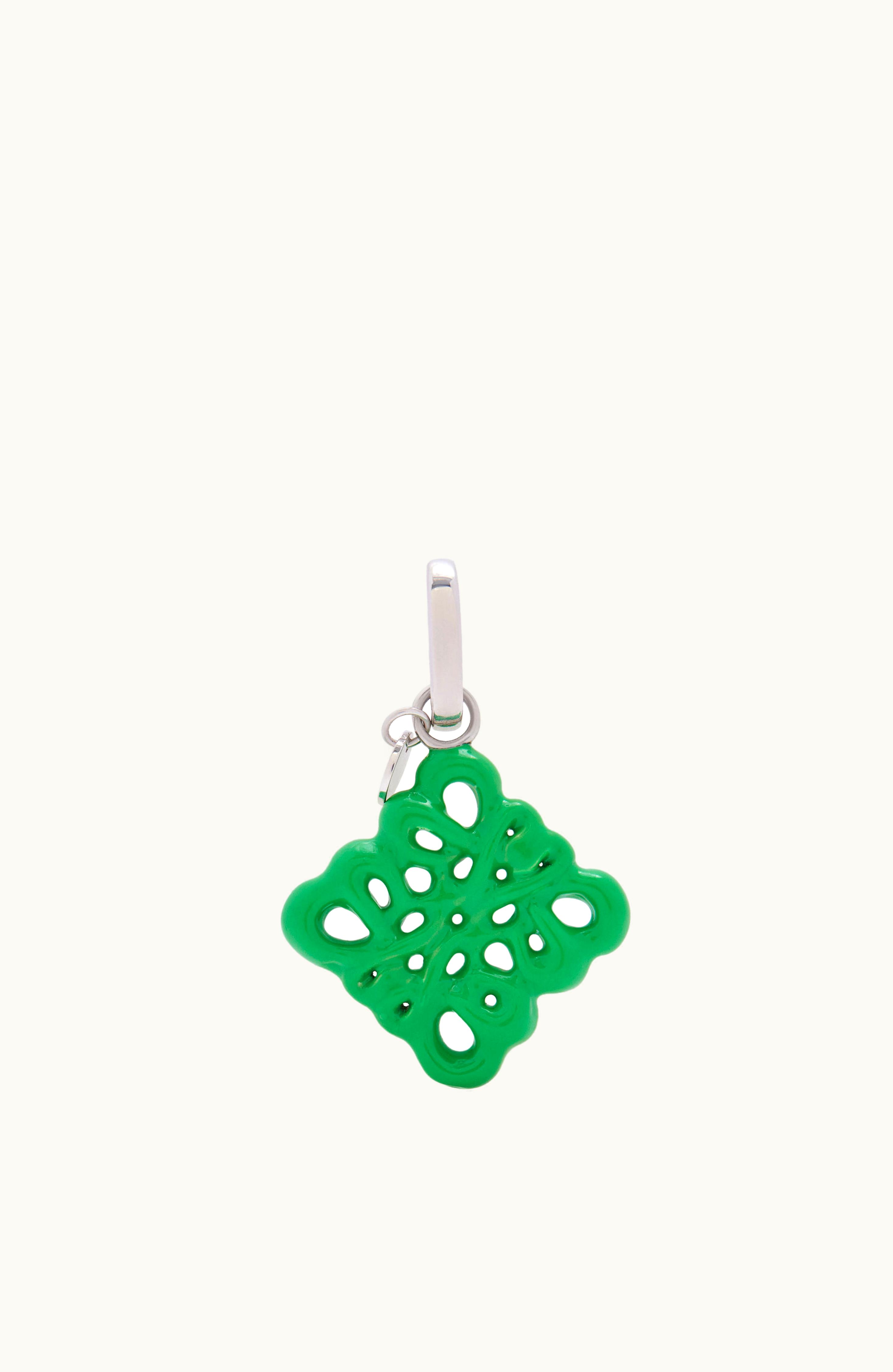 Loewe Loewe Inflated Anagram Charm In Sterling Silver And Enamel Grass