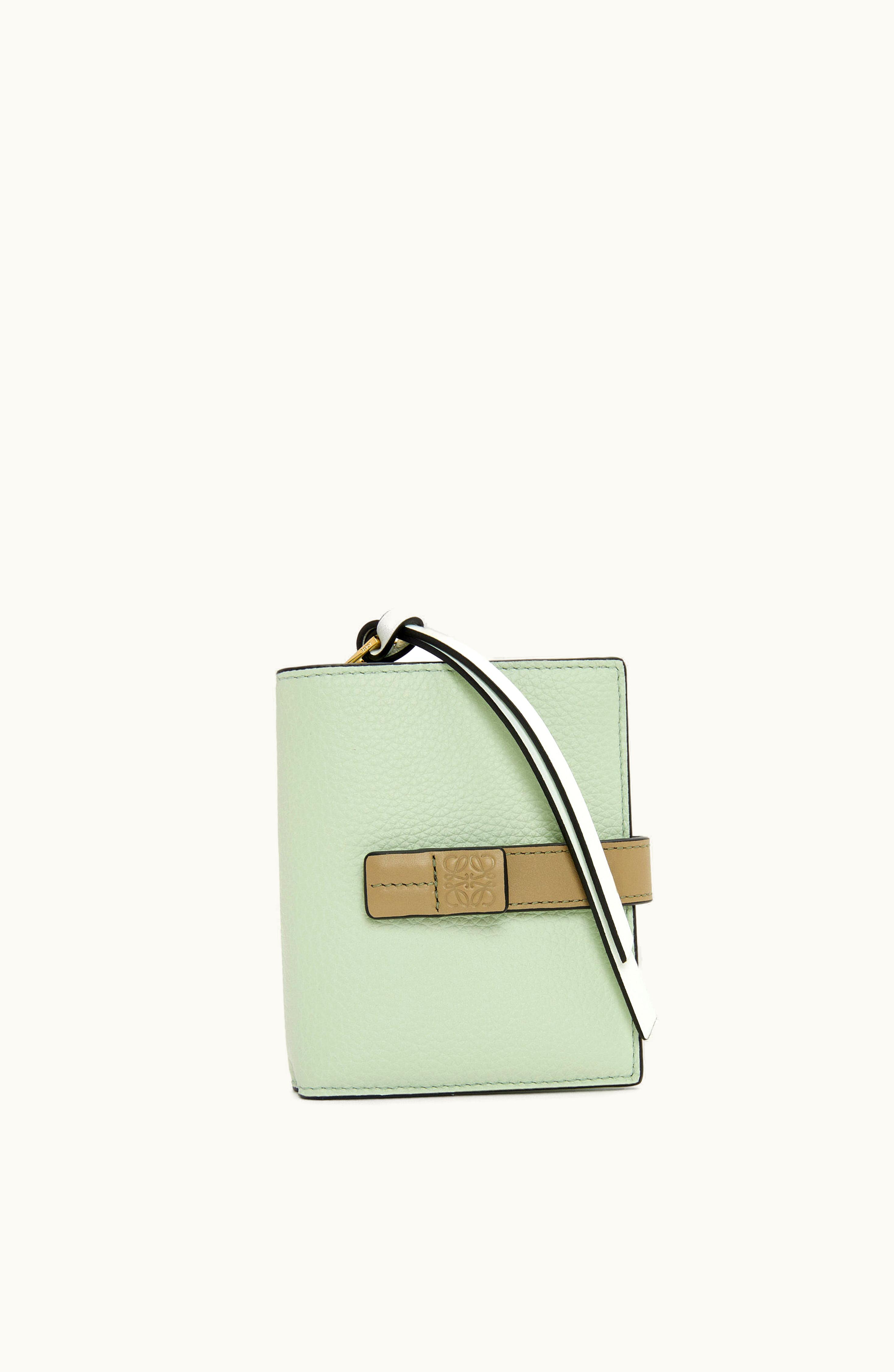 Loewe Loewe Compact Zip Wallet In Soft Grained Calfskin Spring Jade / Clay Green