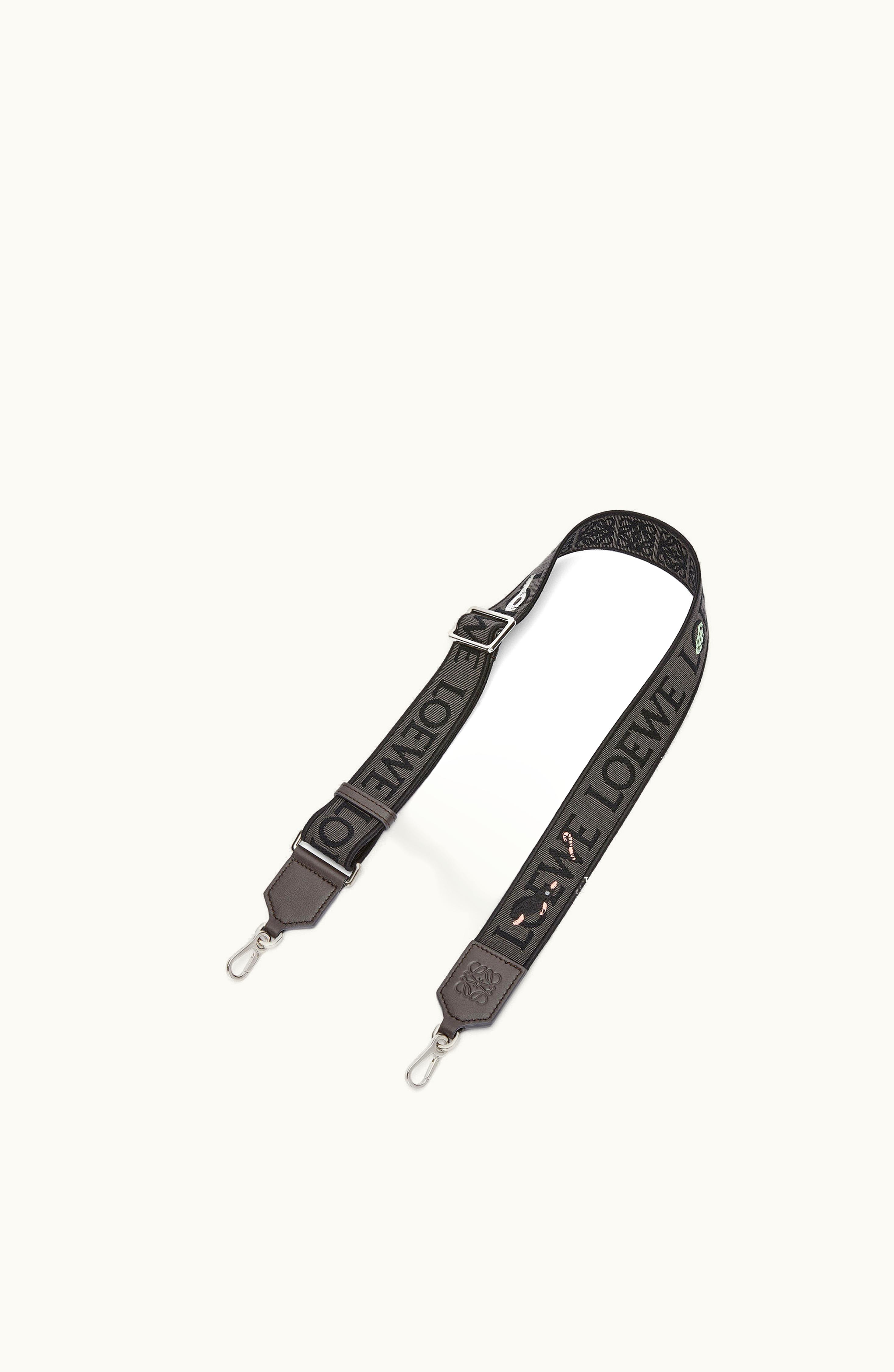 Loewe Loewe Mandragora Anagram Strap In Jacquard And Calfskin Dark Grey