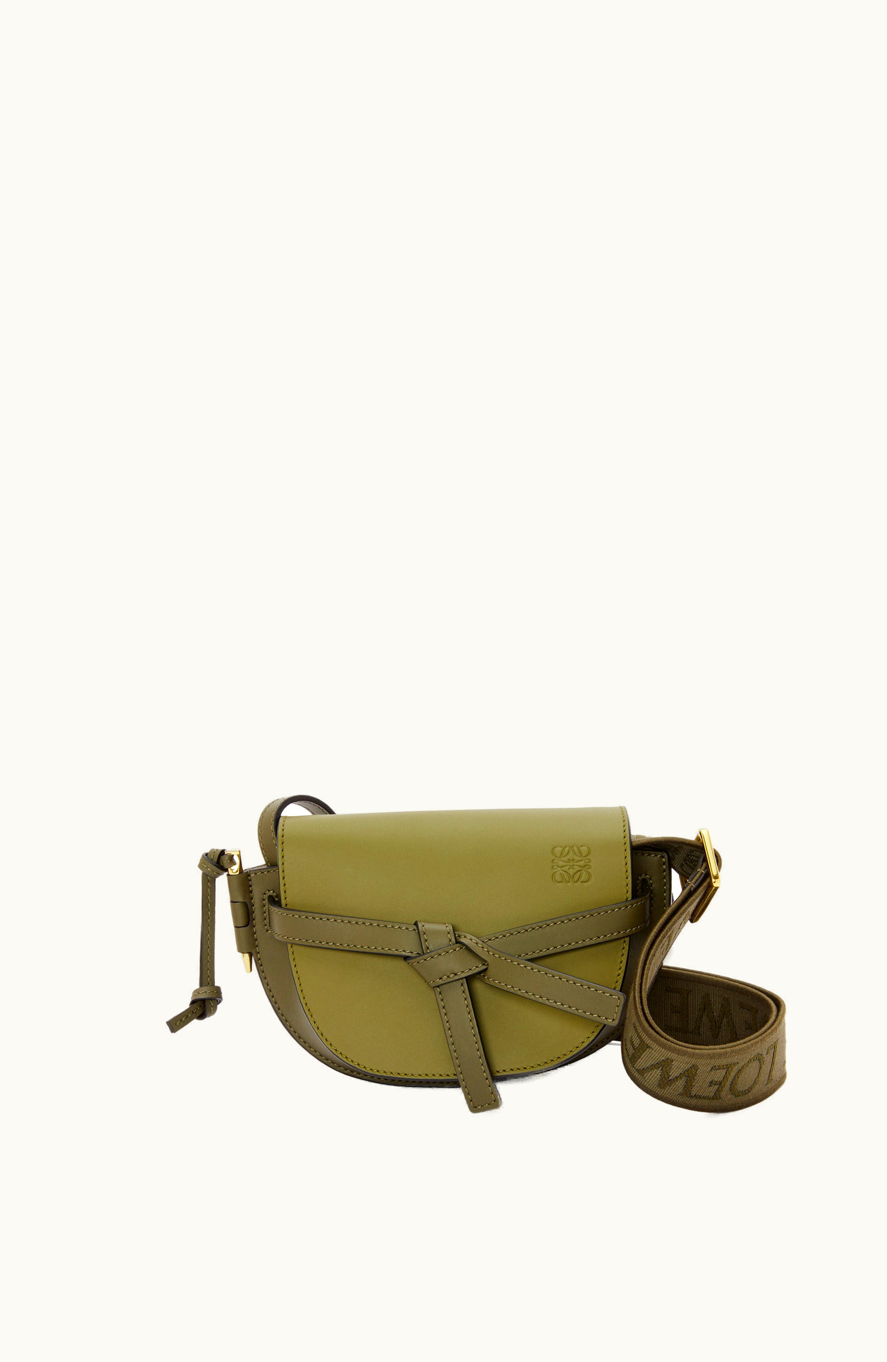 Loewe Loewe Mini Gate Dual Bag In Soft Calfskin And Jacquard Olive Green / Khaki Green