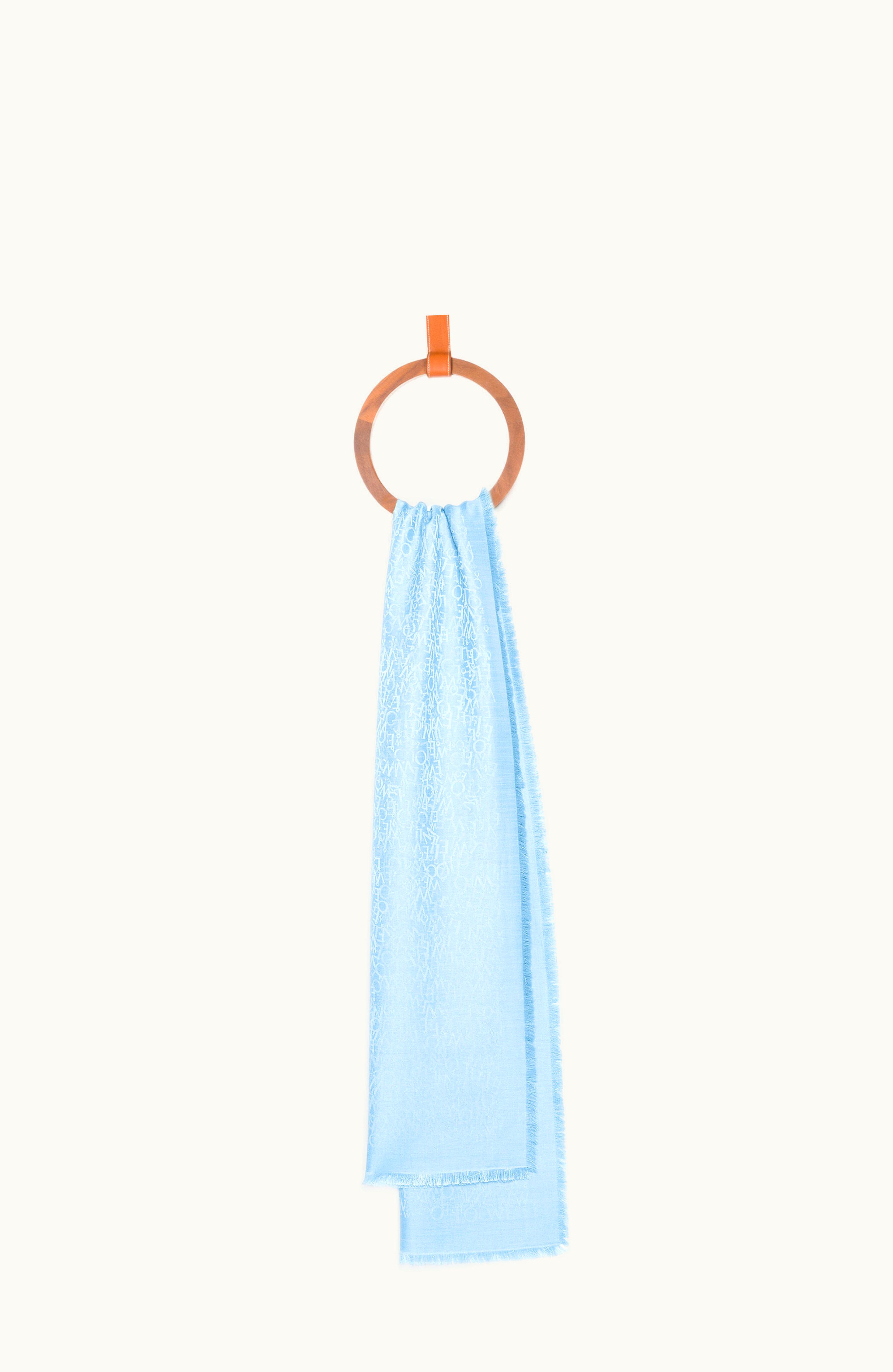 Loewe Loewe Scarf In Silk And Wool Baby Blue