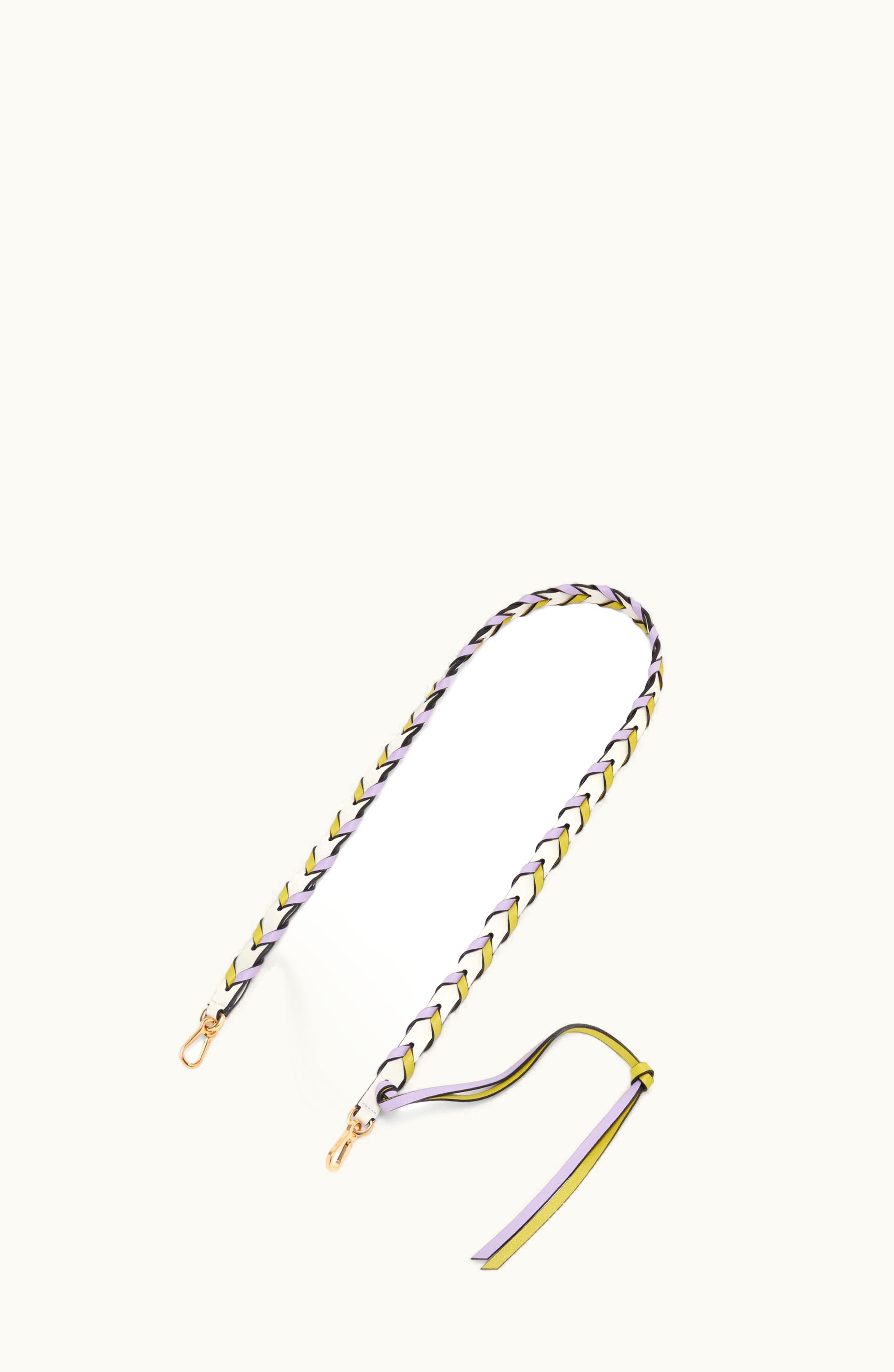Loewe Loewe Thin Braided Strap In Classic Calfskin Lime Yellow / Light Mauve