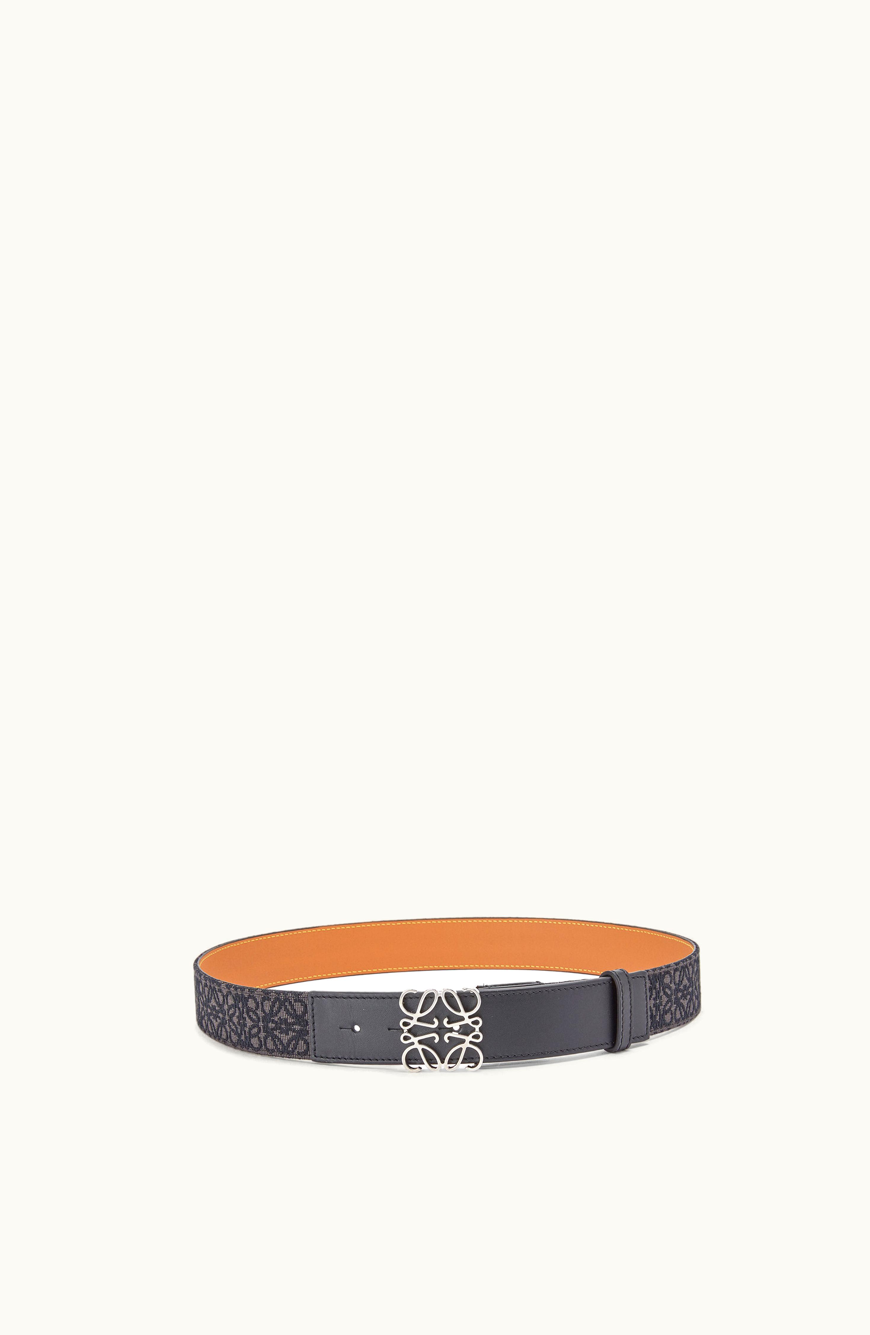 Loewe Loewe Anagram Belt In Jacquard And Calfskin Anthracite / Black / Palladium