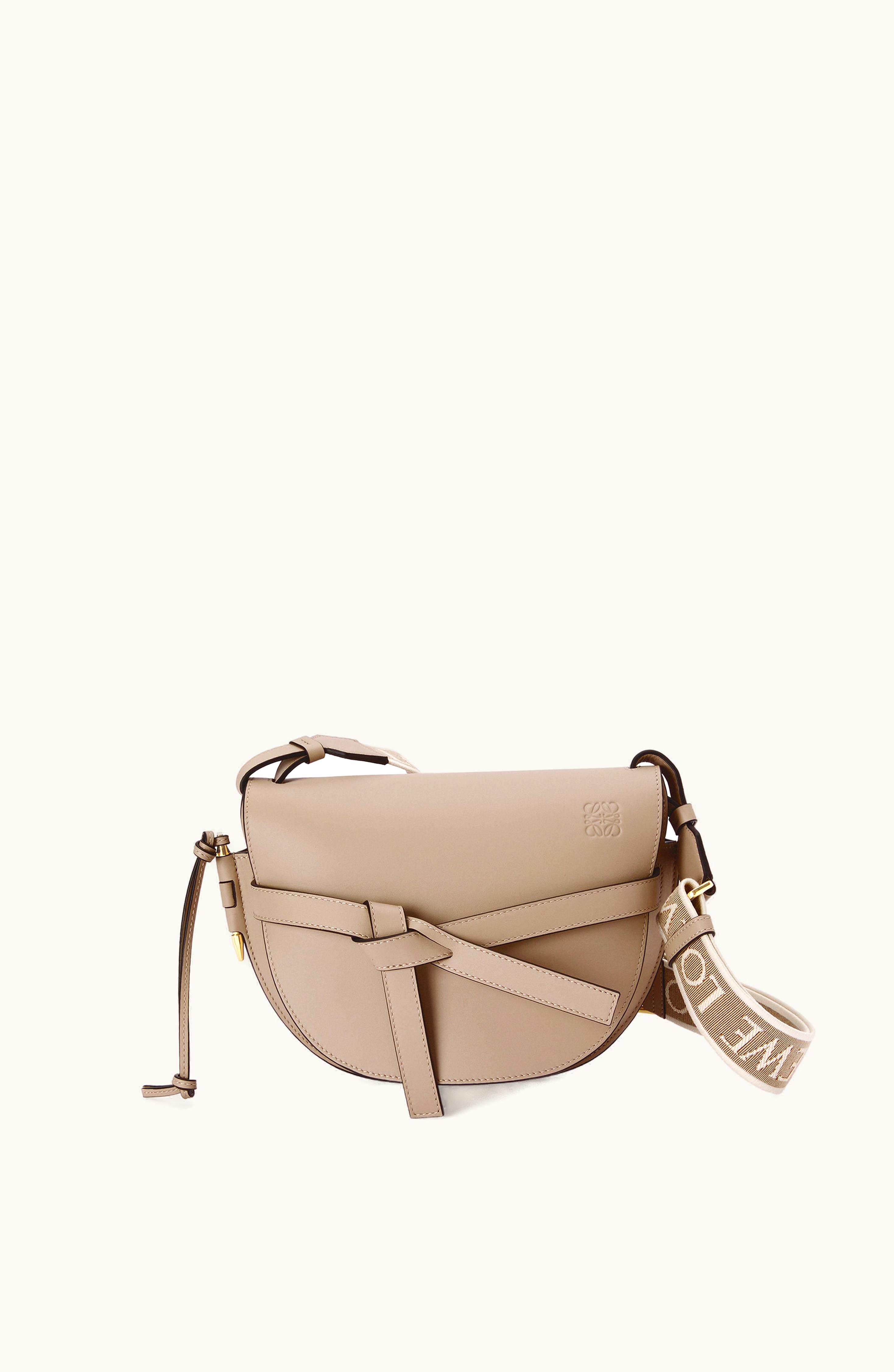Loewe Loewe Small Gate Bag In Soft Calfskin And Jacquard Sand