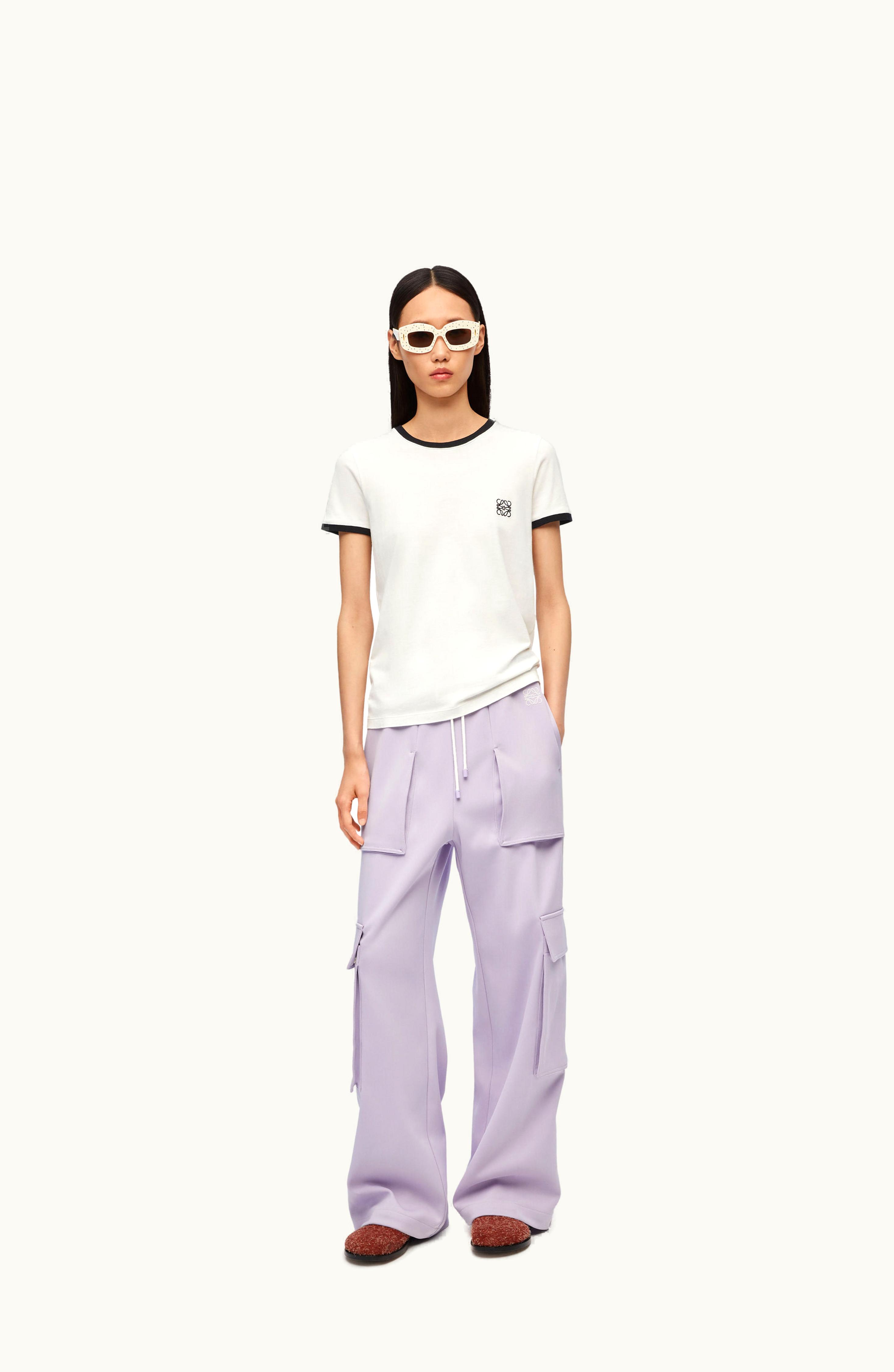 Loewe Loewe Embroidered Slim Fit T-shirt In Cotton White / Black