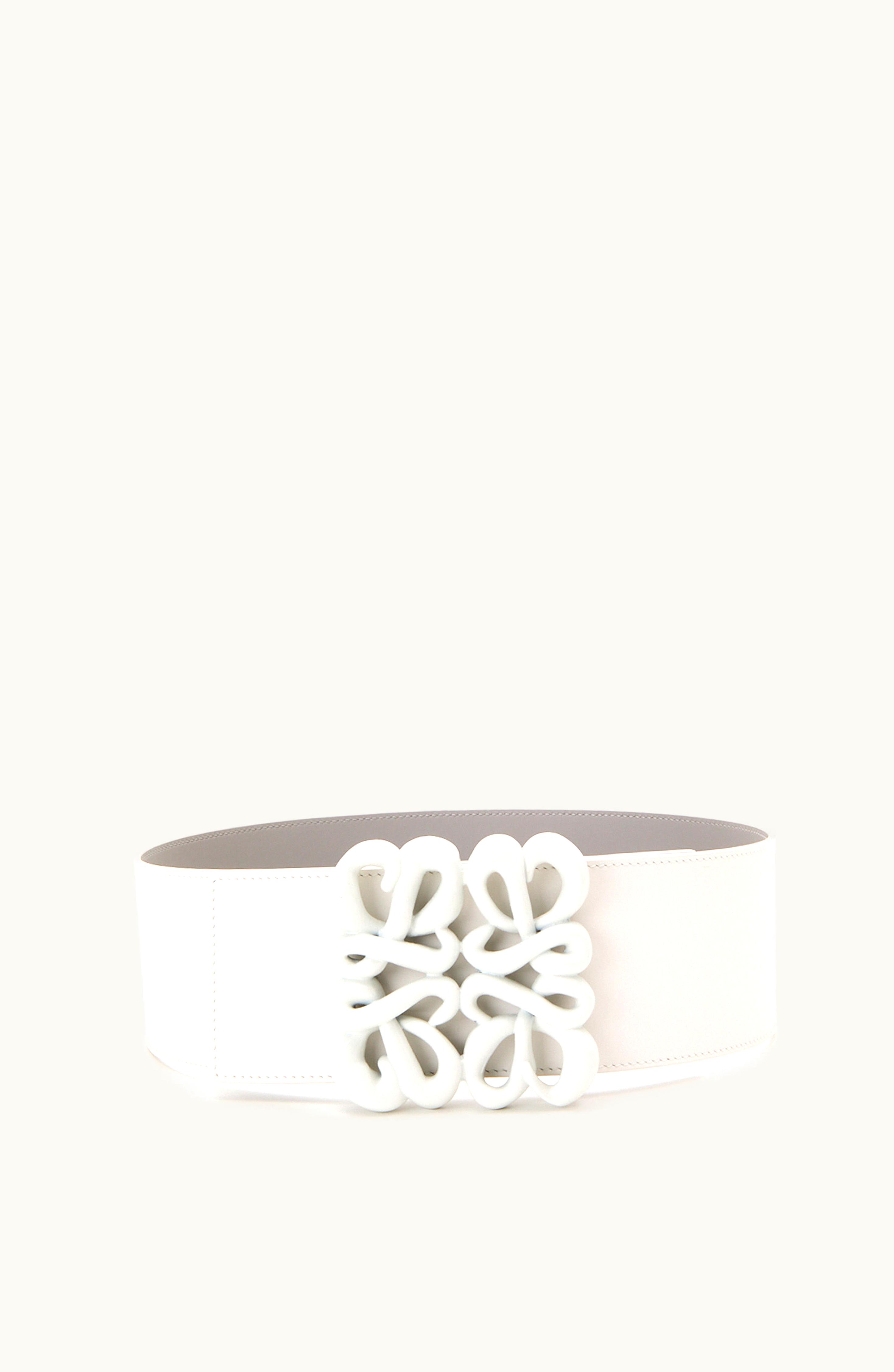 Loewe Loewe Inflated Anagram Belt In Soft Calfskin And Brass White Glaze / Pearl Grey