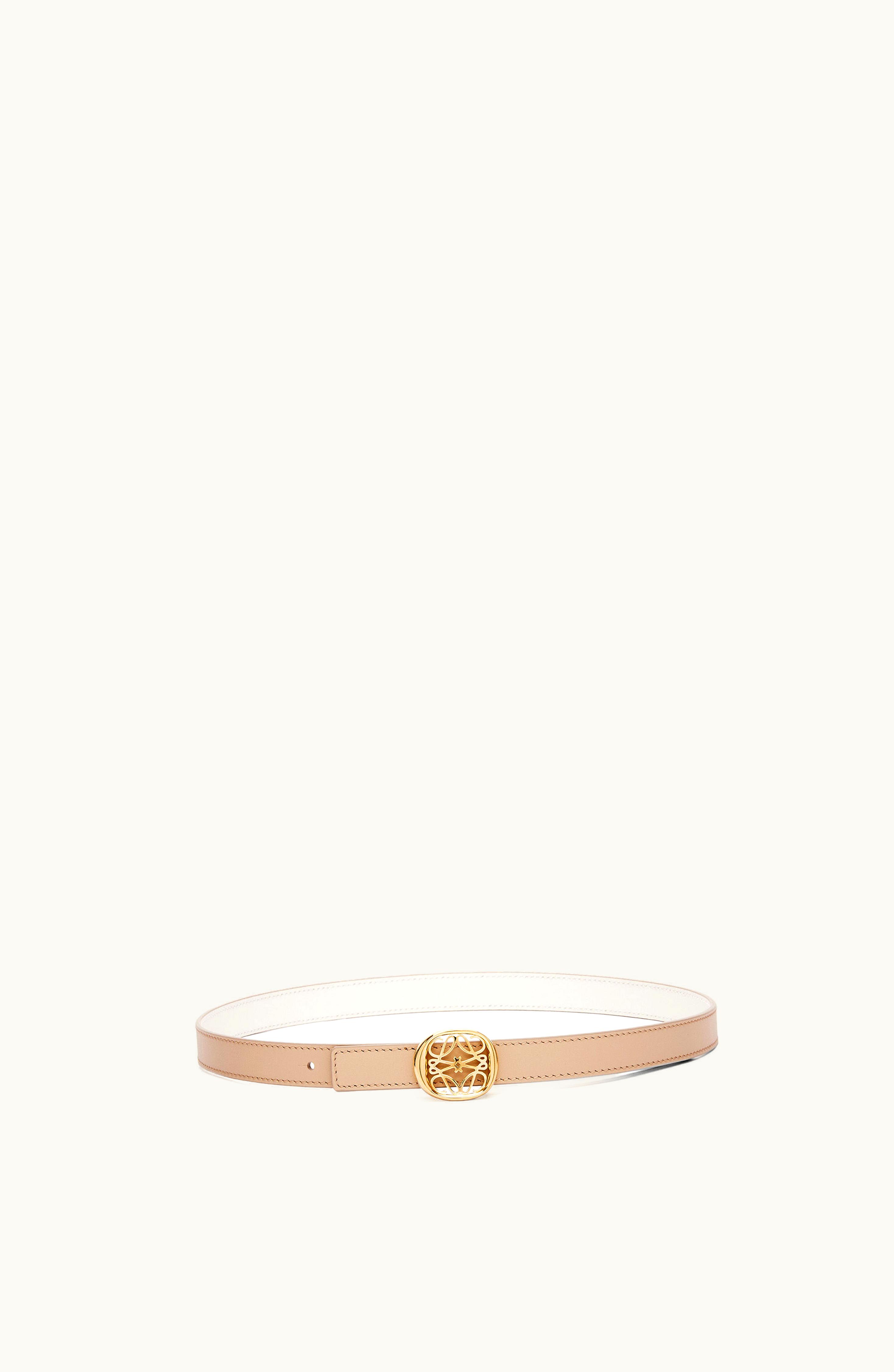 Loewe Loewe Ellipse Anagram Calfskin Reversible Belt Soft White