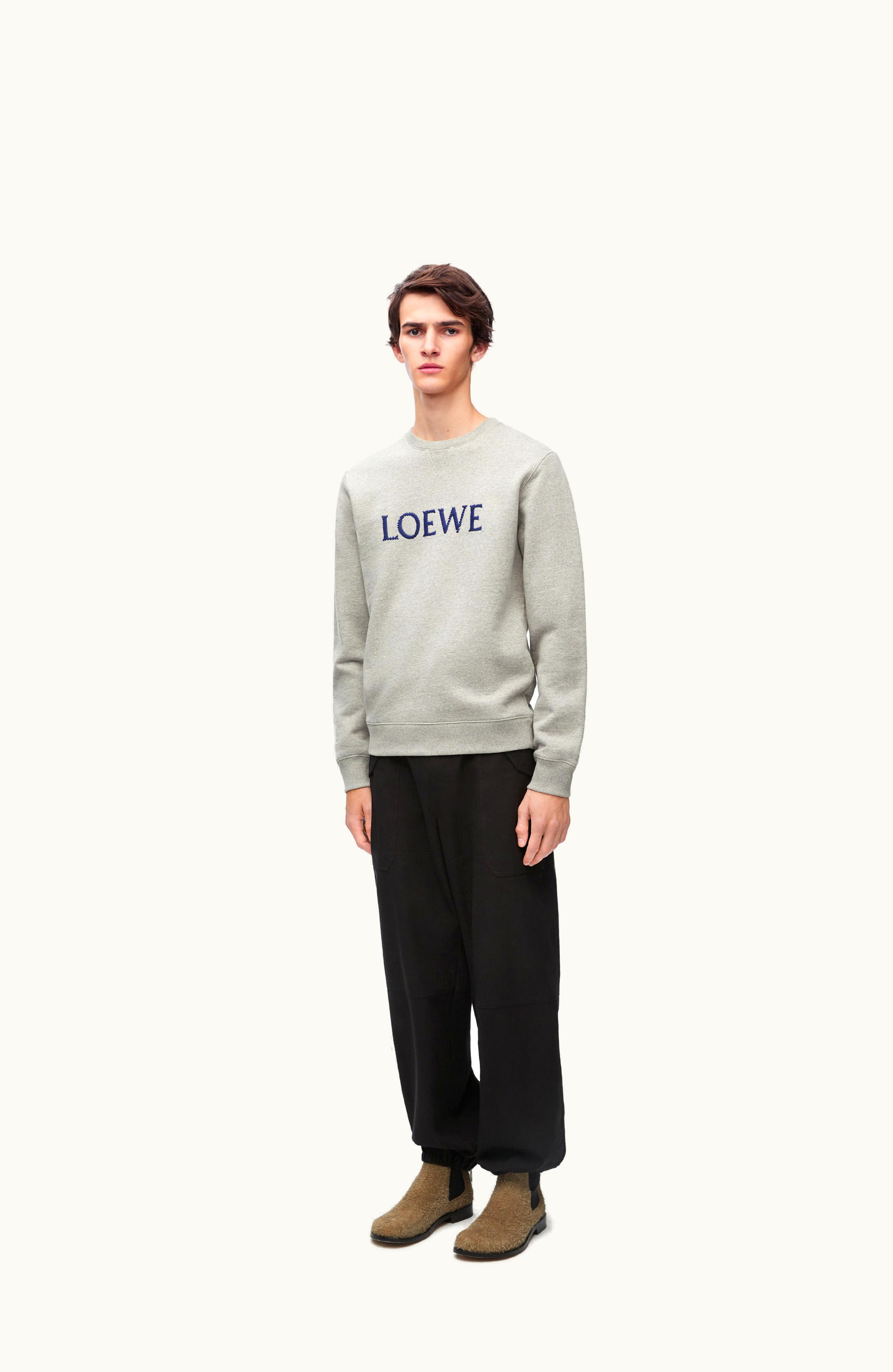 Loewe Loewe Regular Fit Sweatshirt In Cotton Grey Melange