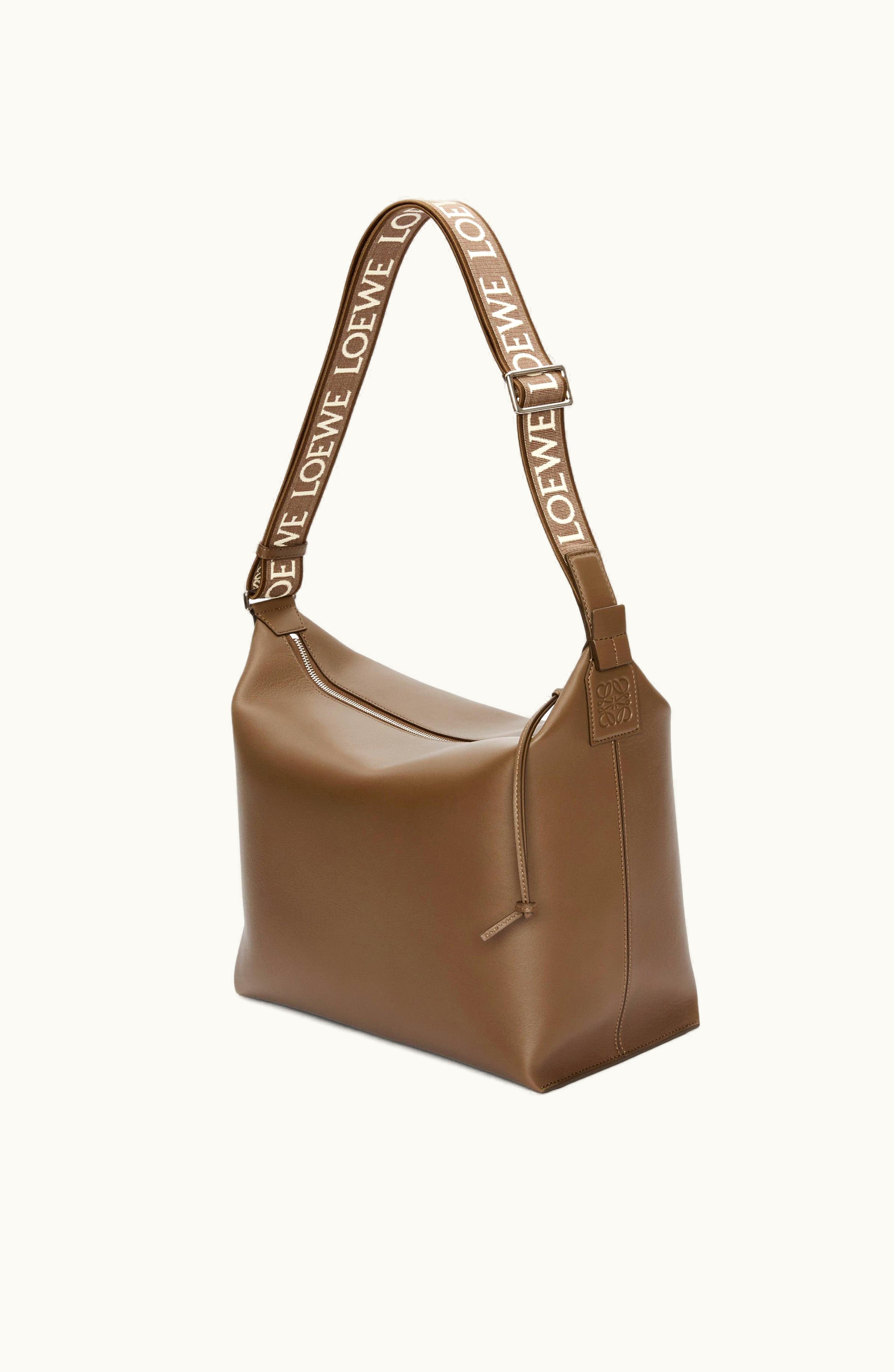 Loewe Loewe Cubi Crossbody Bag In Supple Smooth Calfskin And Jacquard Winter Brown