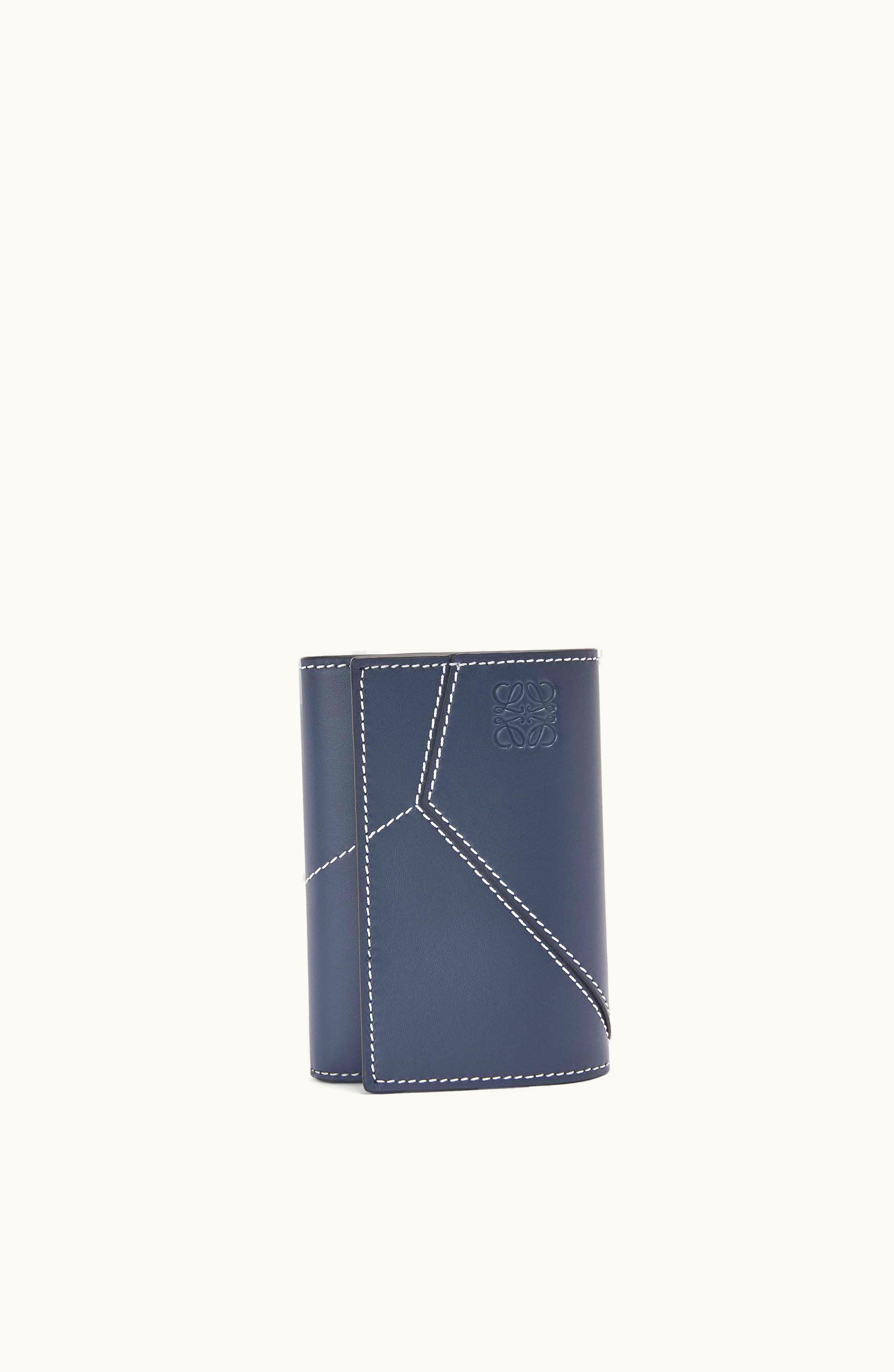 Loewe Loewe Puzzle Stitches Small Vertical Wallet In Smooth Calfskin Ocean