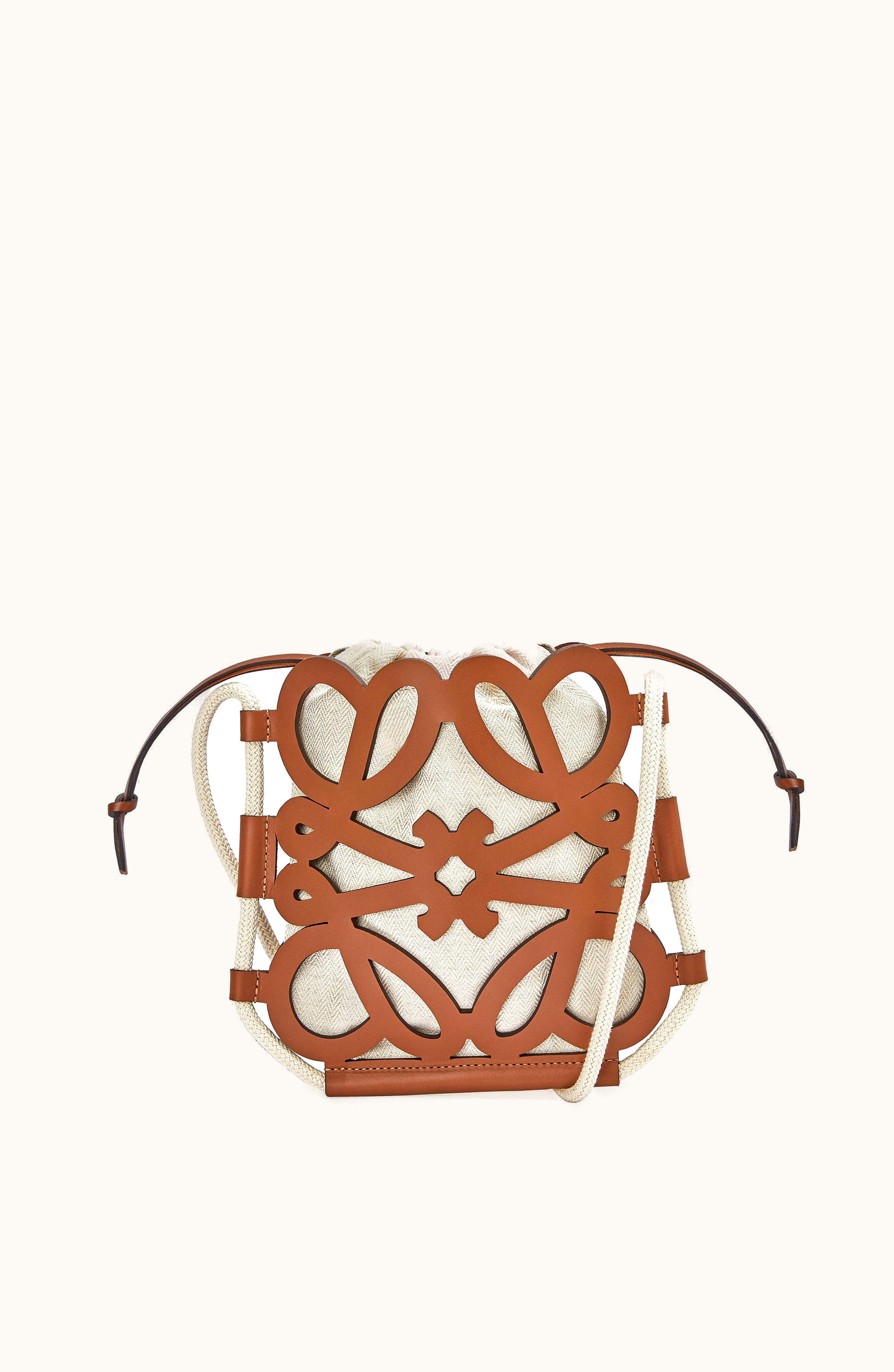 Loewe Loewe Anagram cut-out Crossbody In Classic Calfskin And Canvas Tan / Ecru