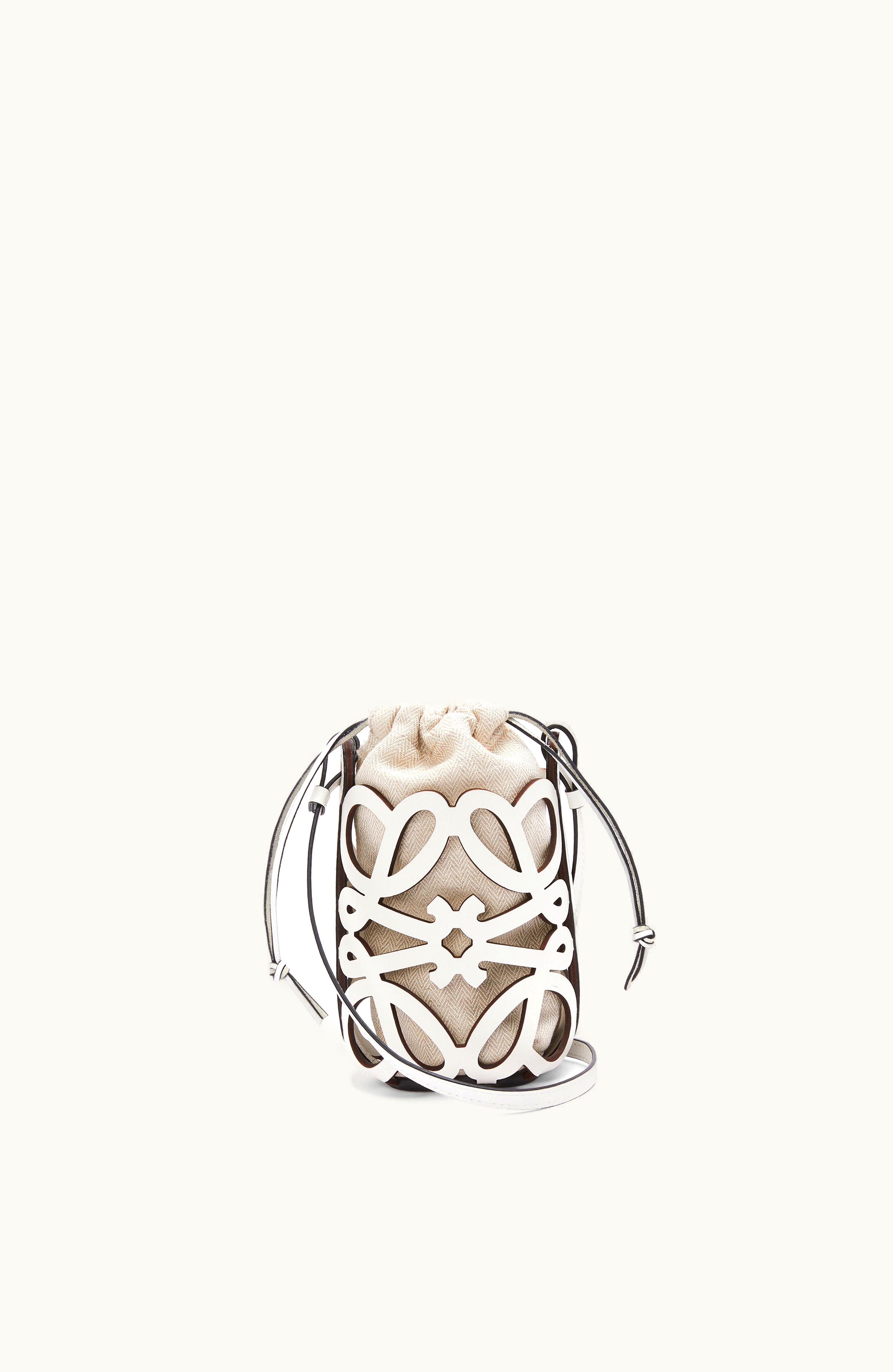 Loewe Loewe Anagram cut-out Pocket In Classic Calfskin And Canvas White / Ecru