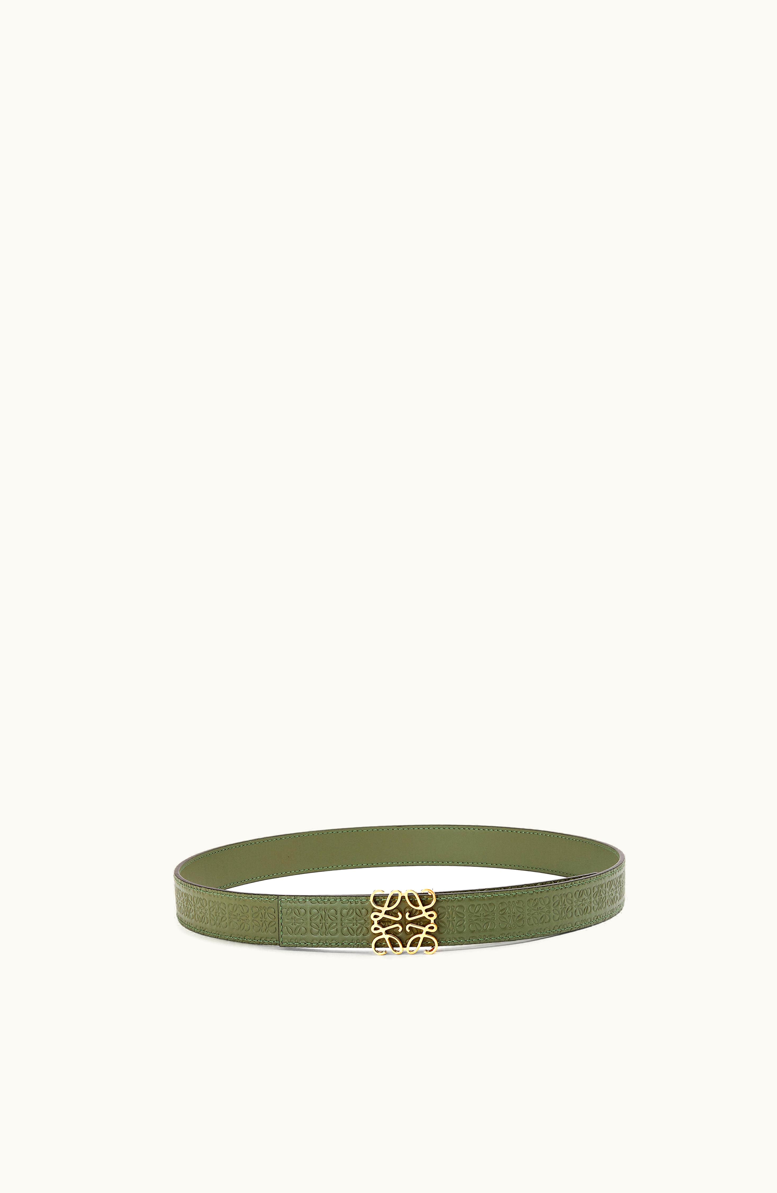 Loewe Loewe Reversible Repeat Belt In Silk Calfskin Avocado Green / Gold