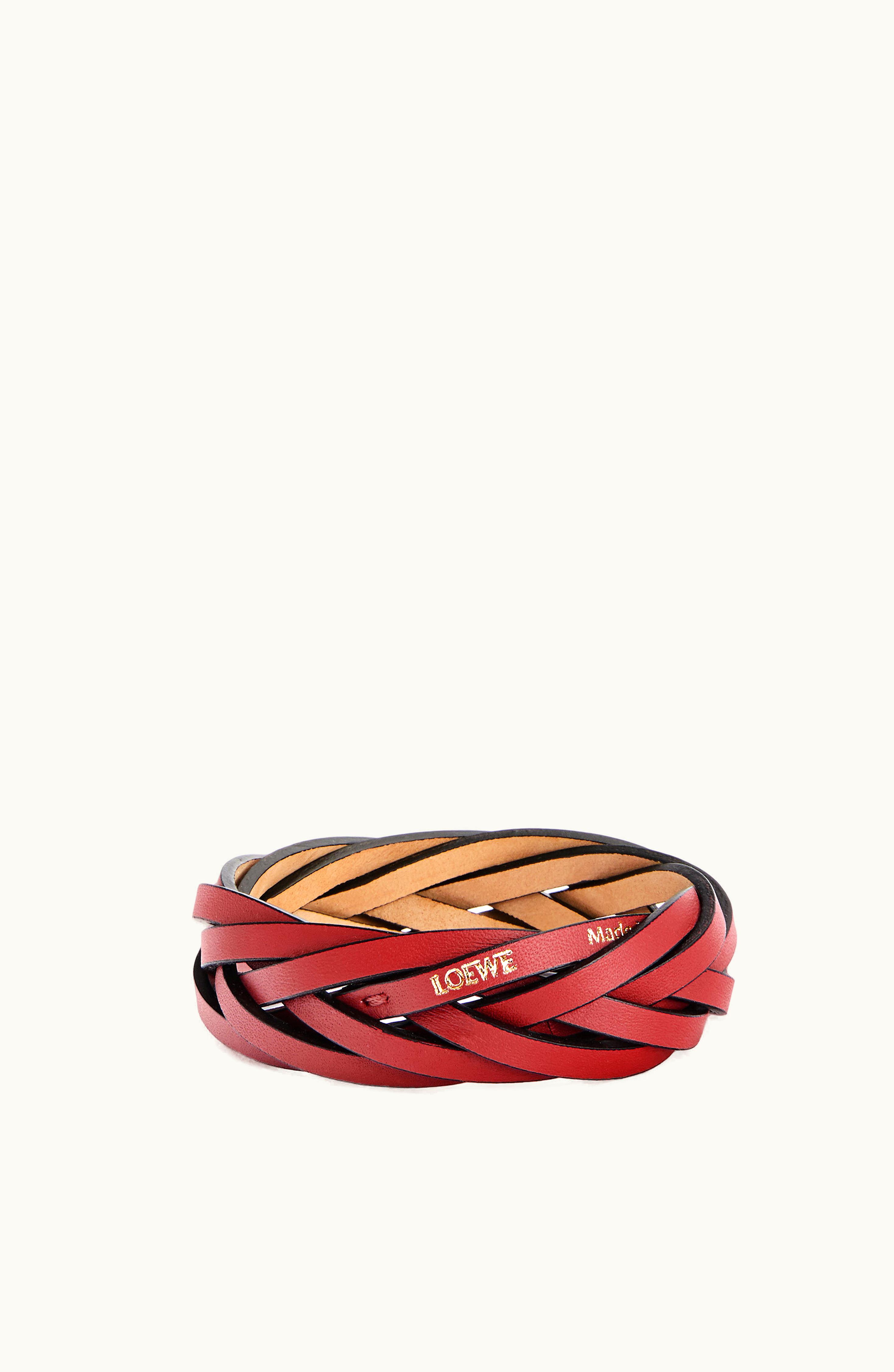 Loewe Loewe Braided Bangle In Classic Calfskin Deep Red