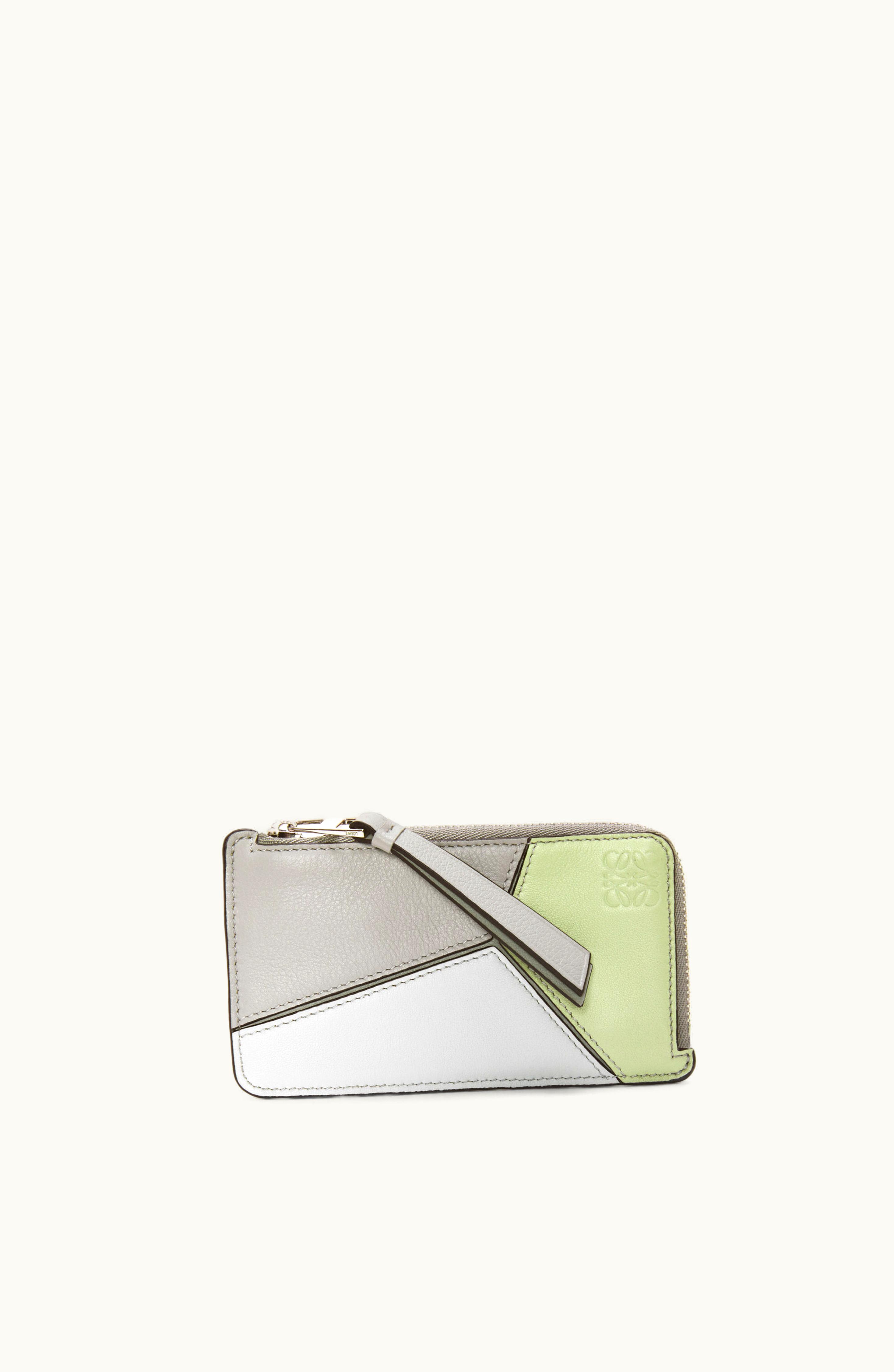Loewe Loewe Puzzle Coin Cardholder In Classic Calfskin Ash Grey / Light Celadon
