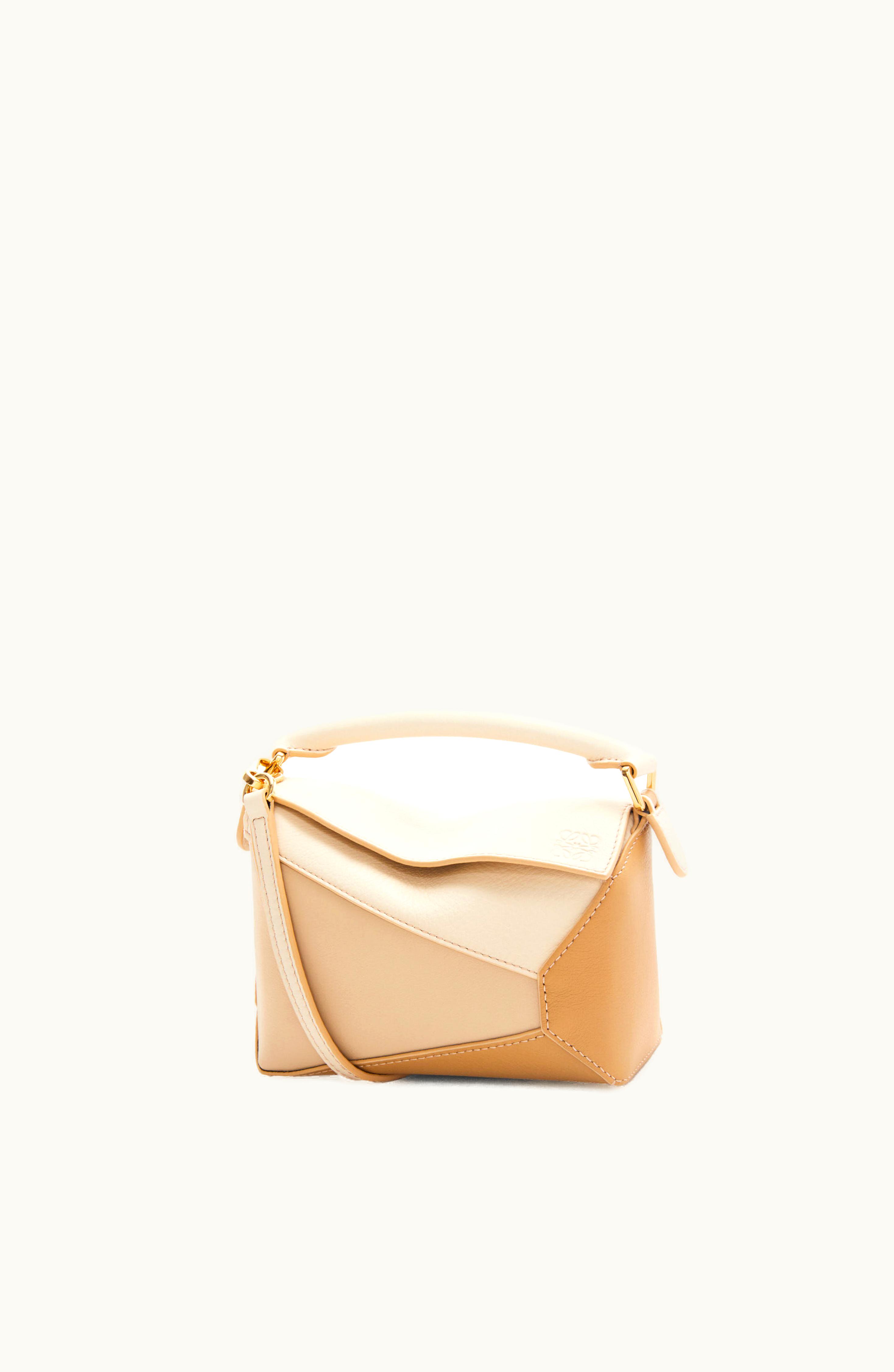 Loewe Loewe Mini Puzzle Bag In Classic Calfskin Angora / Dusty Beige / Gold