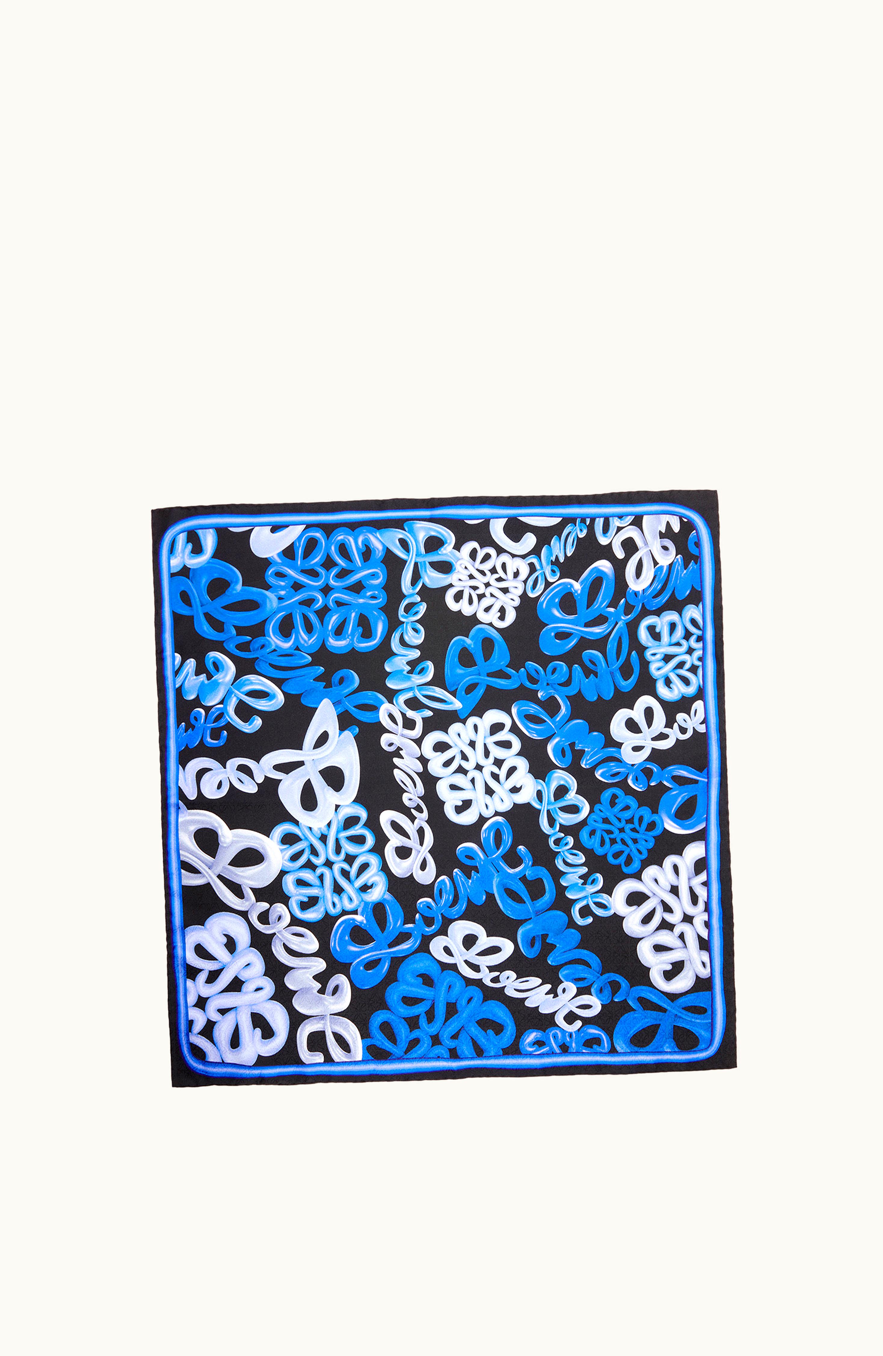 Loewe Loewe Anagram Scarf In Silk Blue / Multicolor