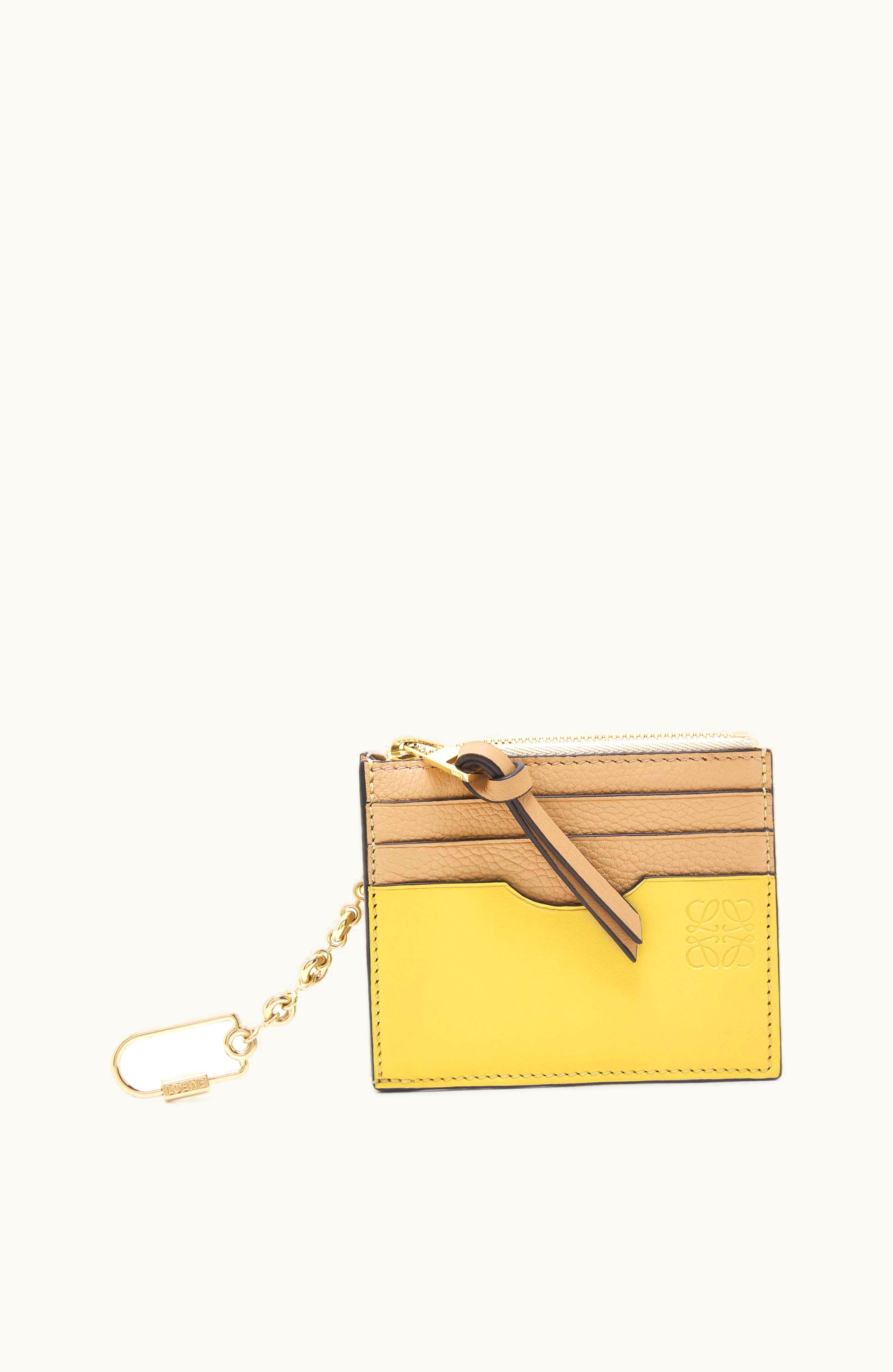 Loewe Loewe Square Cardholder In Soft Grained Calfskin With Chain Butter / Pale Lemon