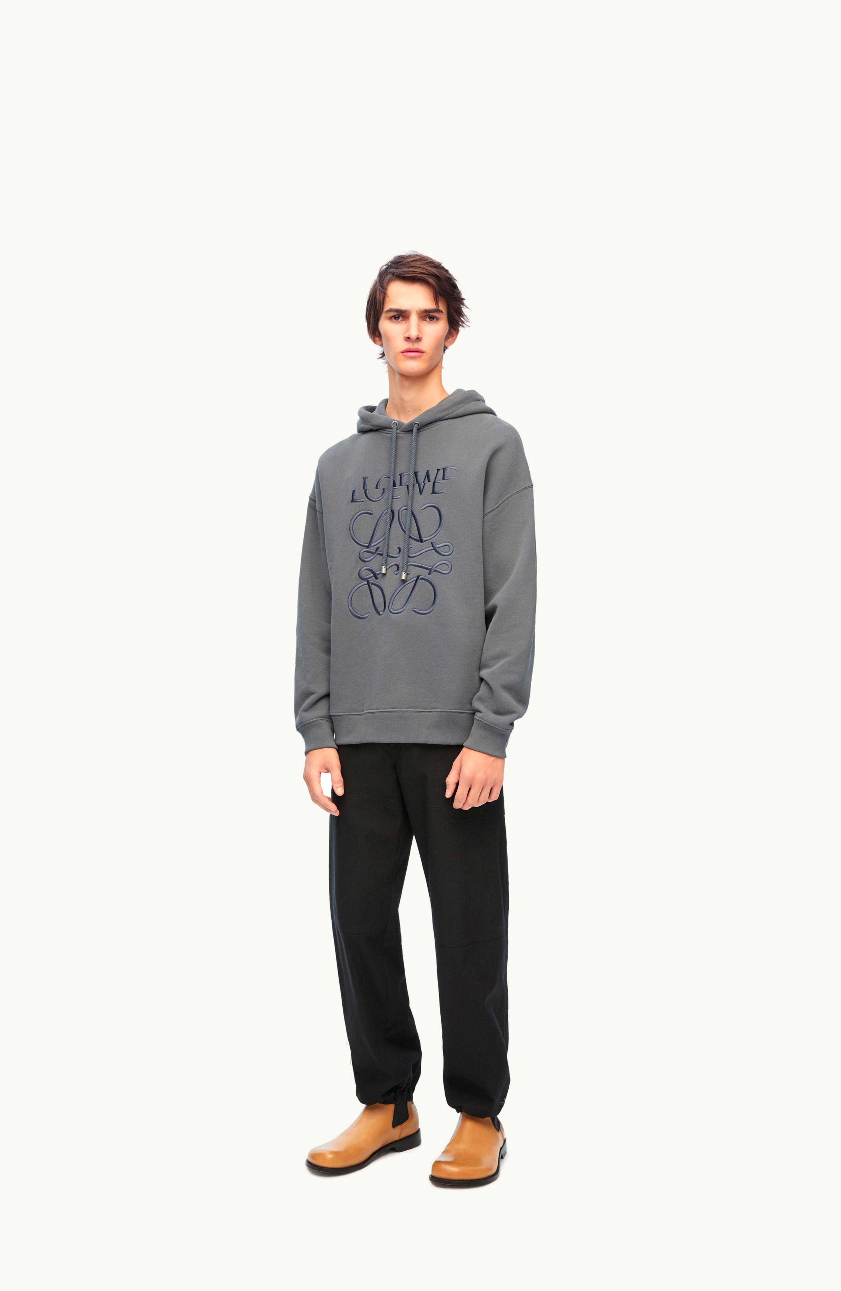Loewe Loewe Relaxed Fit Hoodie In Cotton Slate Grey