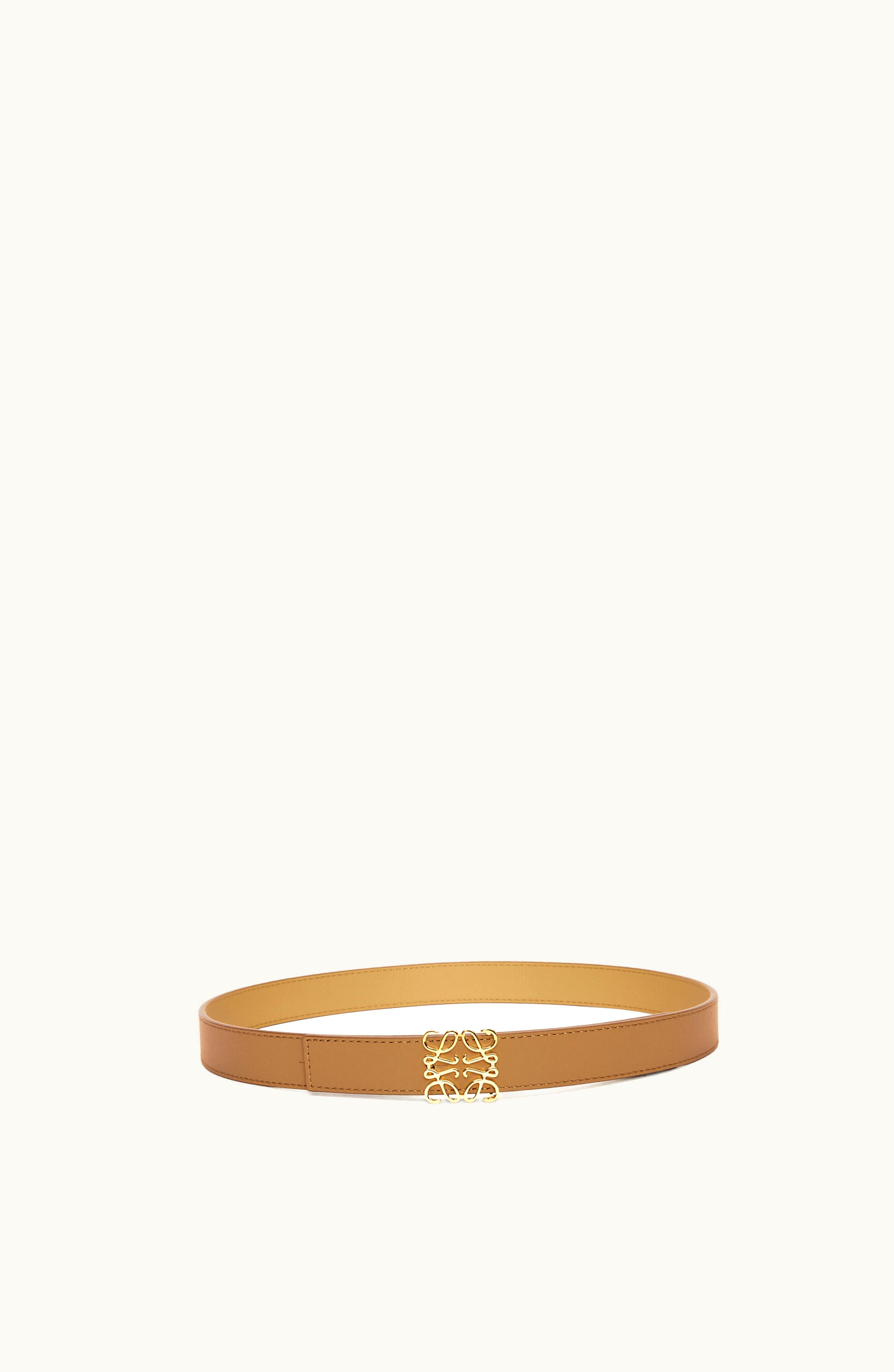Loewe Loewe Reversible Anagram Belt In Smooth Calfskin Oak / Gold / Gold