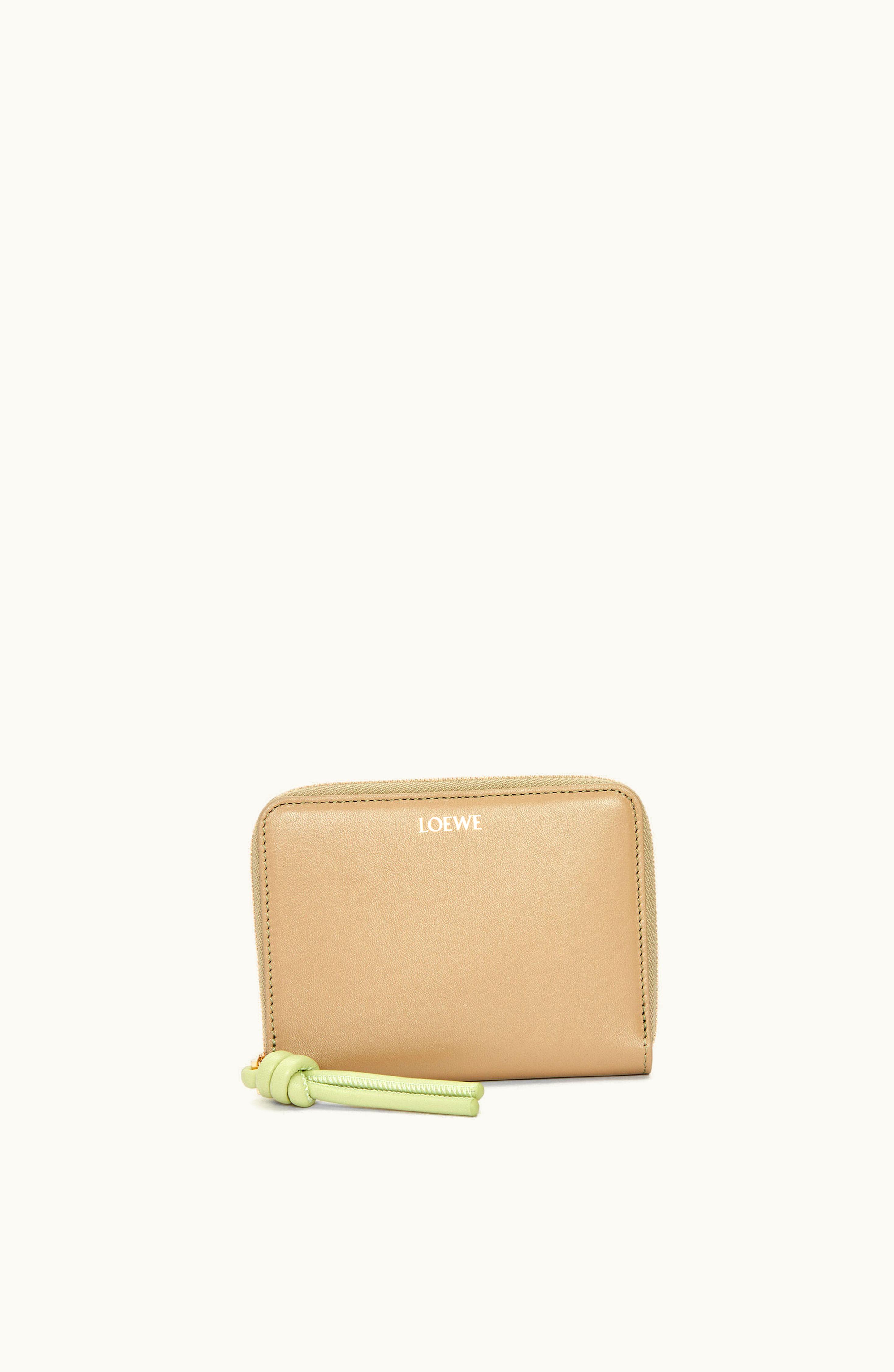 Loewe Loewe Knot Compact Zip Wallet In Shiny Nappa Calfskin Clay Green / Lime Green