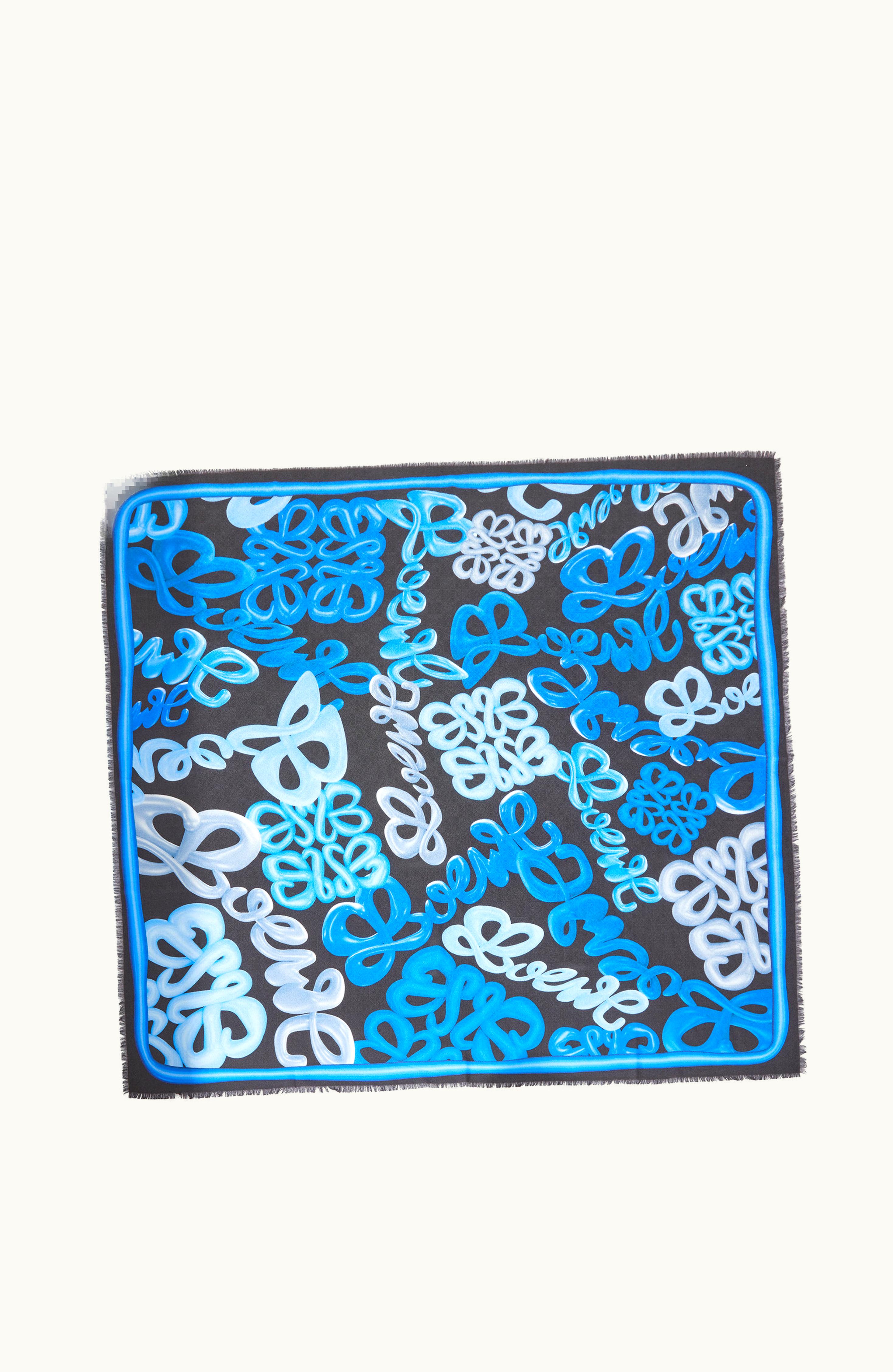 Loewe Loewe Anagram Scarf In Silk And Cashmere Blue / Multicolor