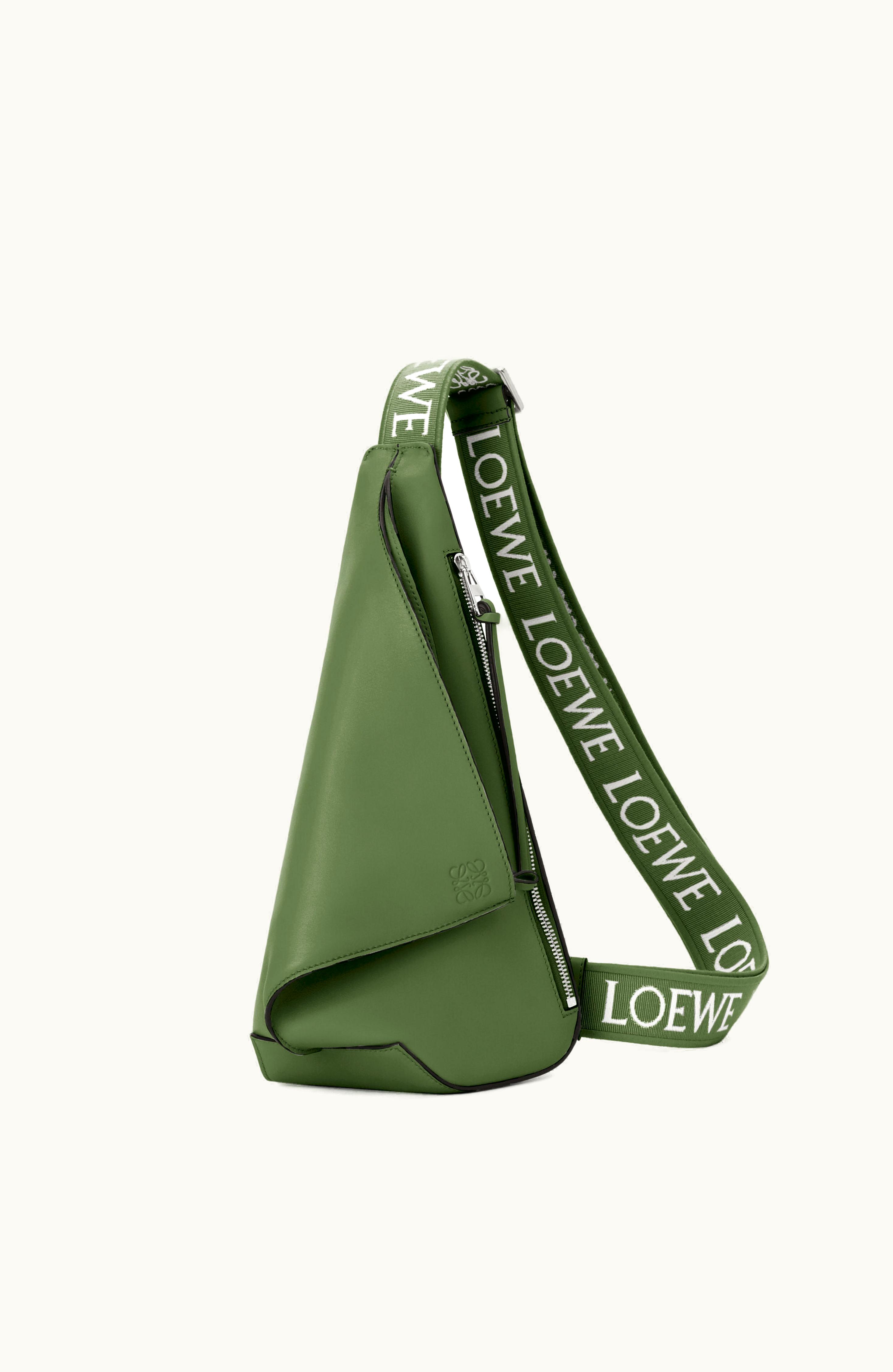 Loewe Loewe Anton Sling In Supple Smooth Calf And Jacquard Hunter Green