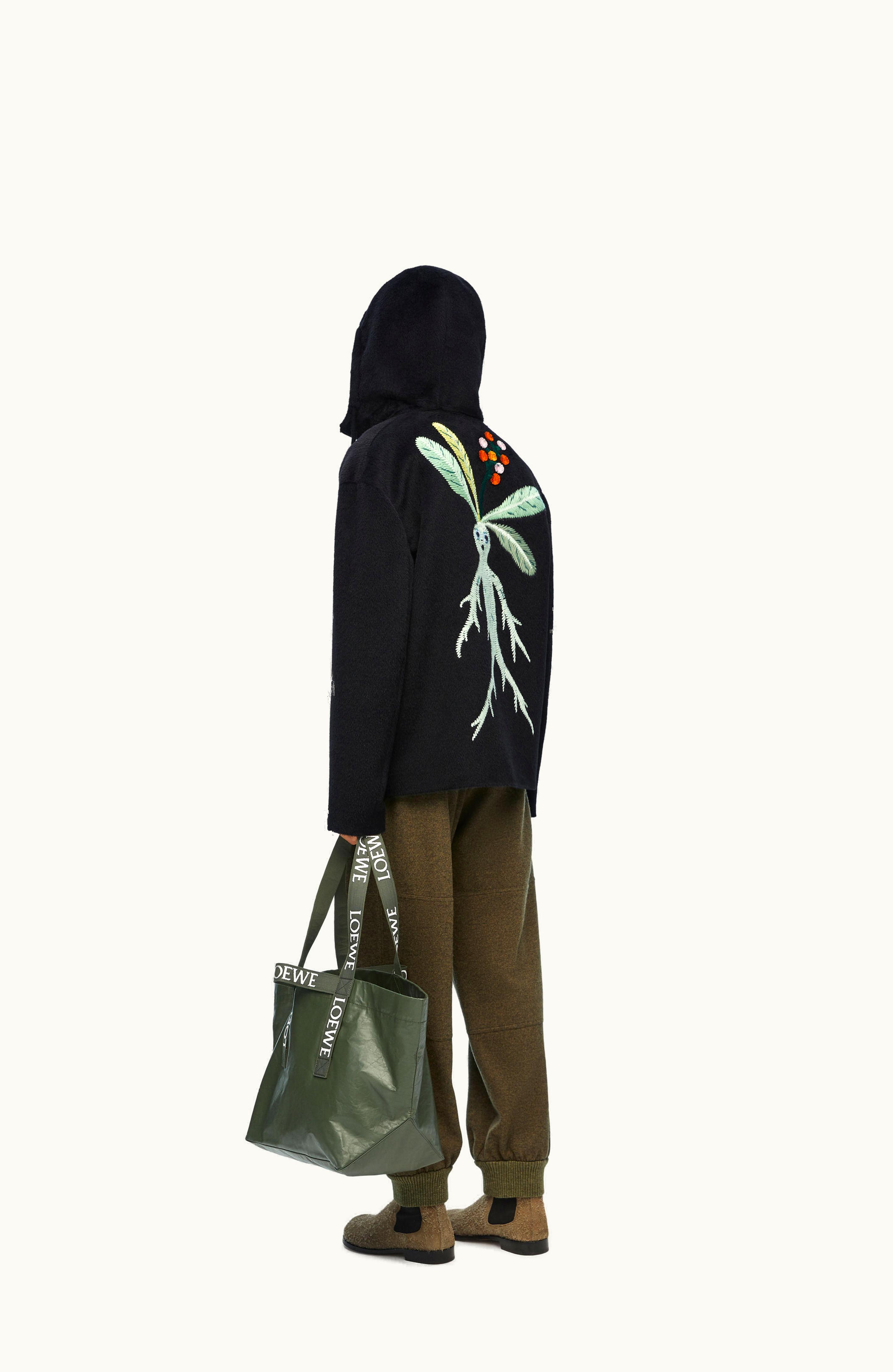 Loewe Loewe Hooded Jacket In Lama And Wool Black