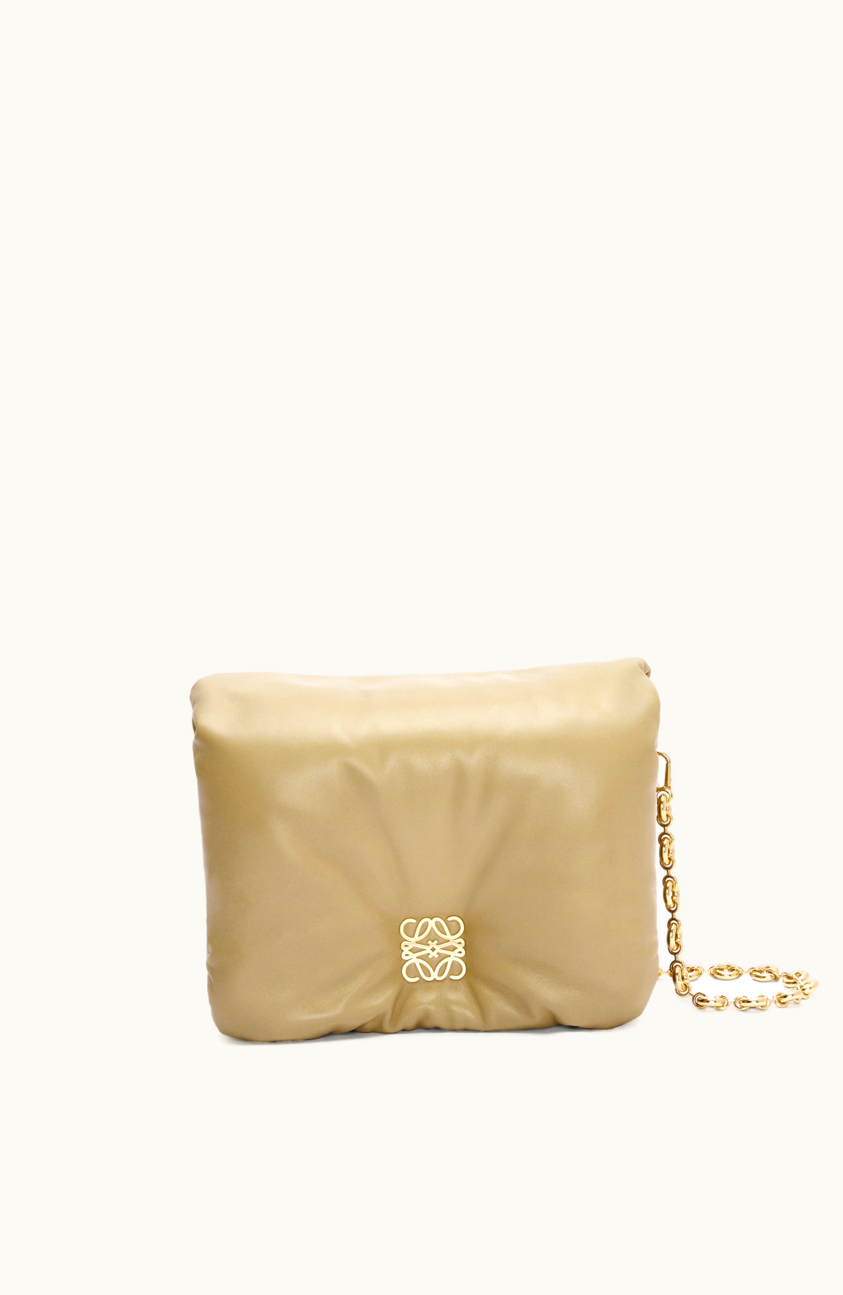 Loewe Loewe Puffer Goya Feather Bag In Shiny Nappa Lambskin Clay Green