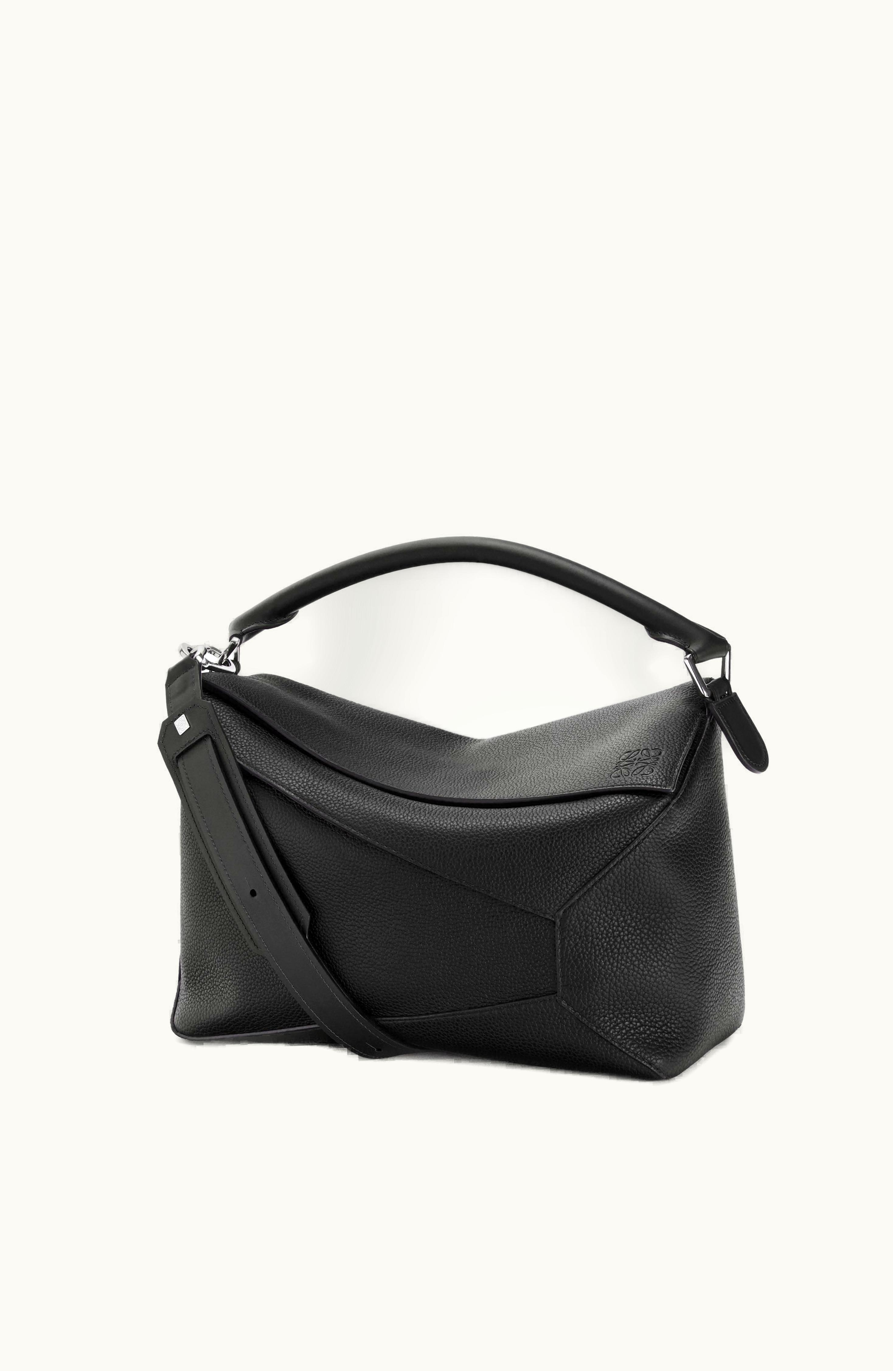 Loewe LOEWE Large Puzzle Bag In Grained Calfskin Black Luxury Shoulder Crossbody Handbag