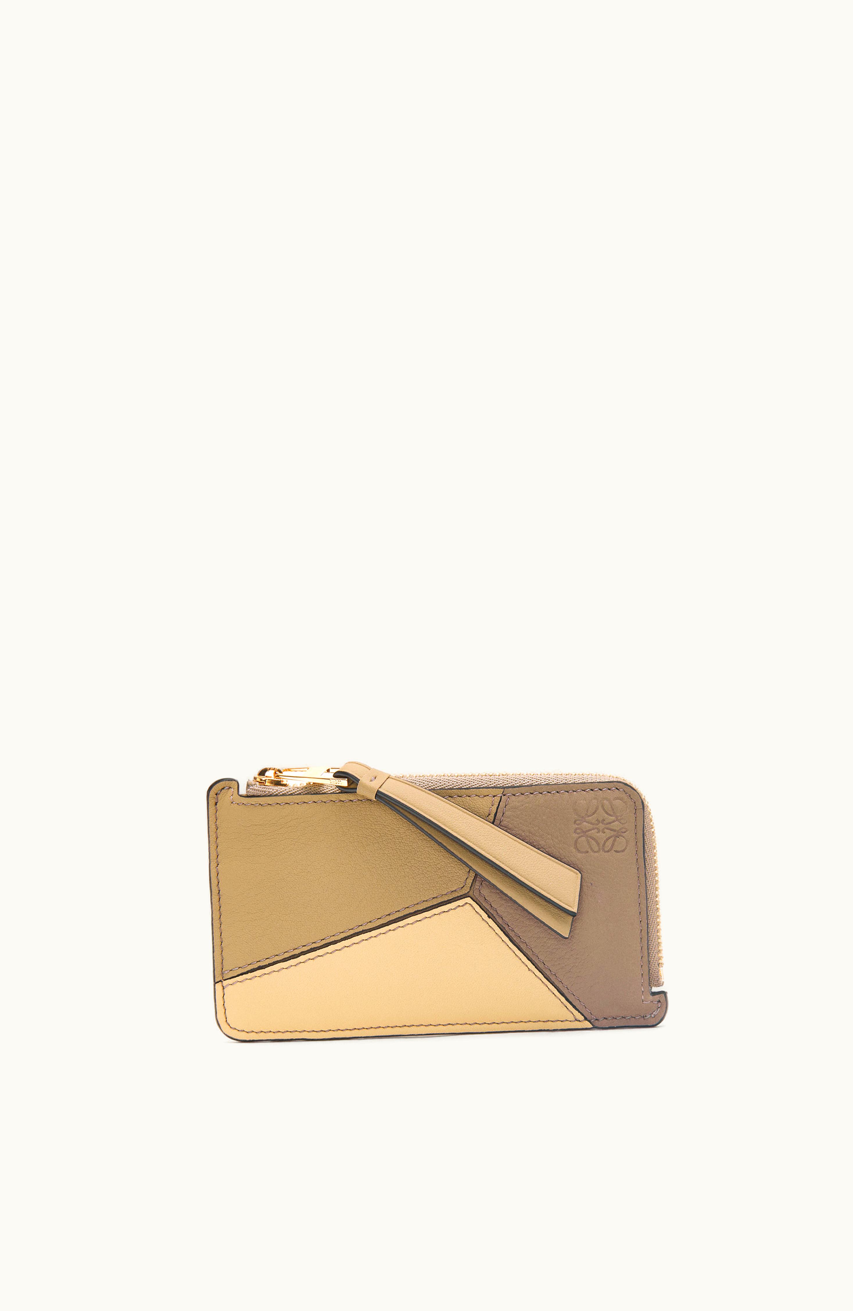 Loewe Loewe Puzzle Coin Cardholder In Classic Calfskin Clay Green / Butter