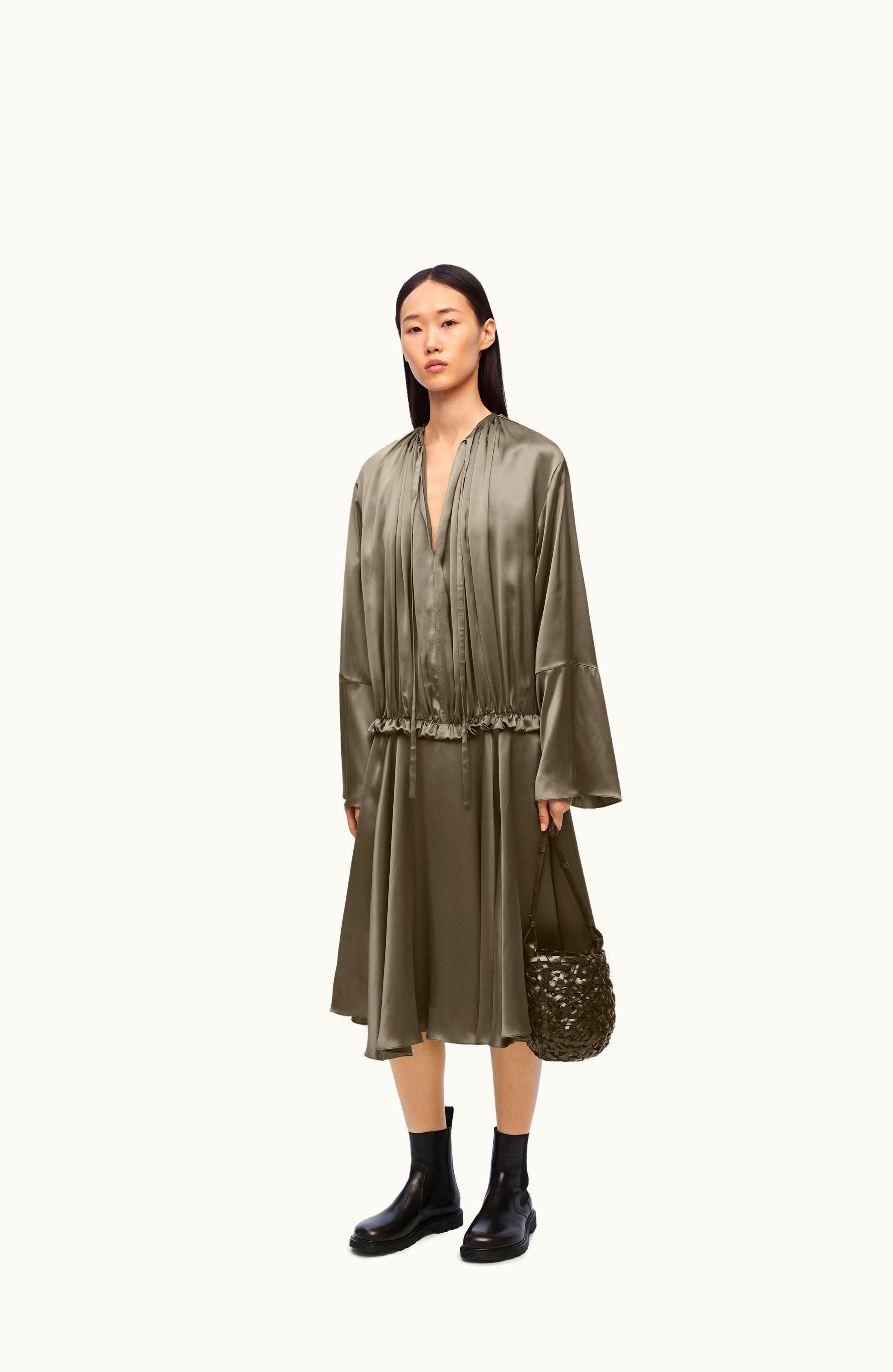 Loewe Loewe Tunic Dress In Viscose Tea Dust Glaze