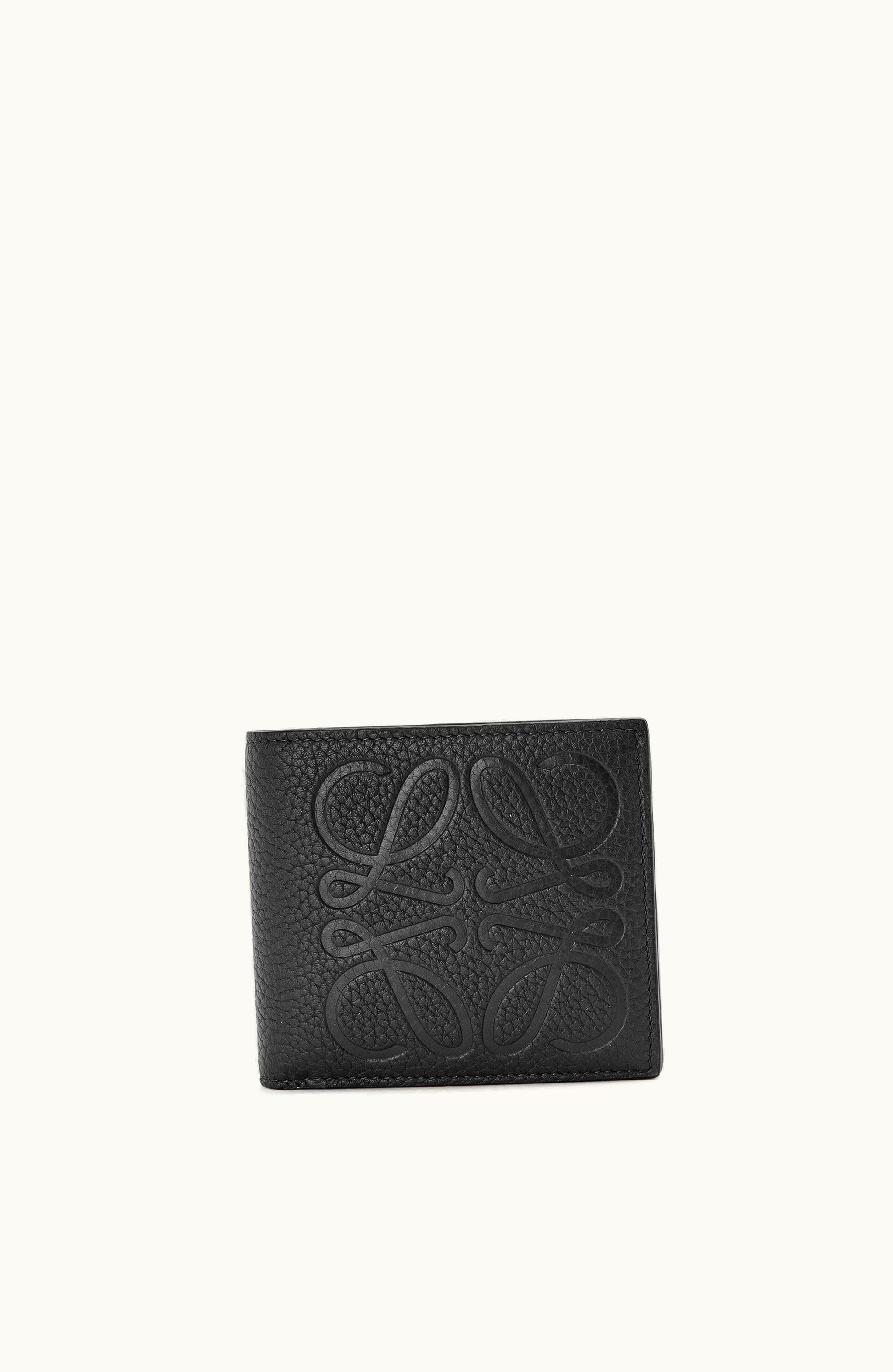 Loewe Loewe Brand Bifold Wallet In Grained Calfskin Black